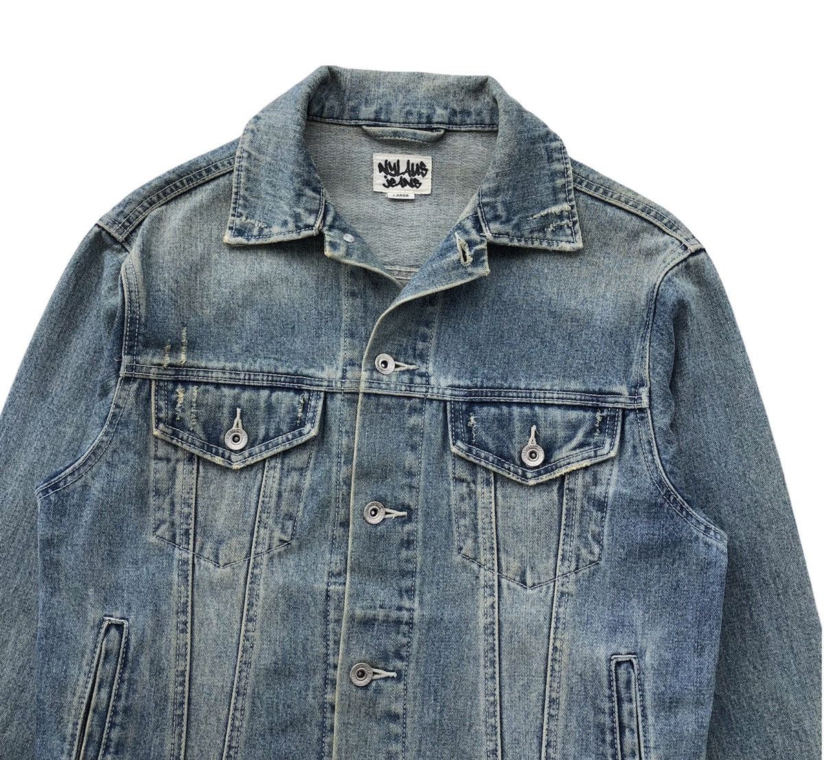 Japanese Brand Japanese Brand Nylaus Distressed Trucker Jacket Size US M / EU 48-50 / 2 - 4 Thumbnail
