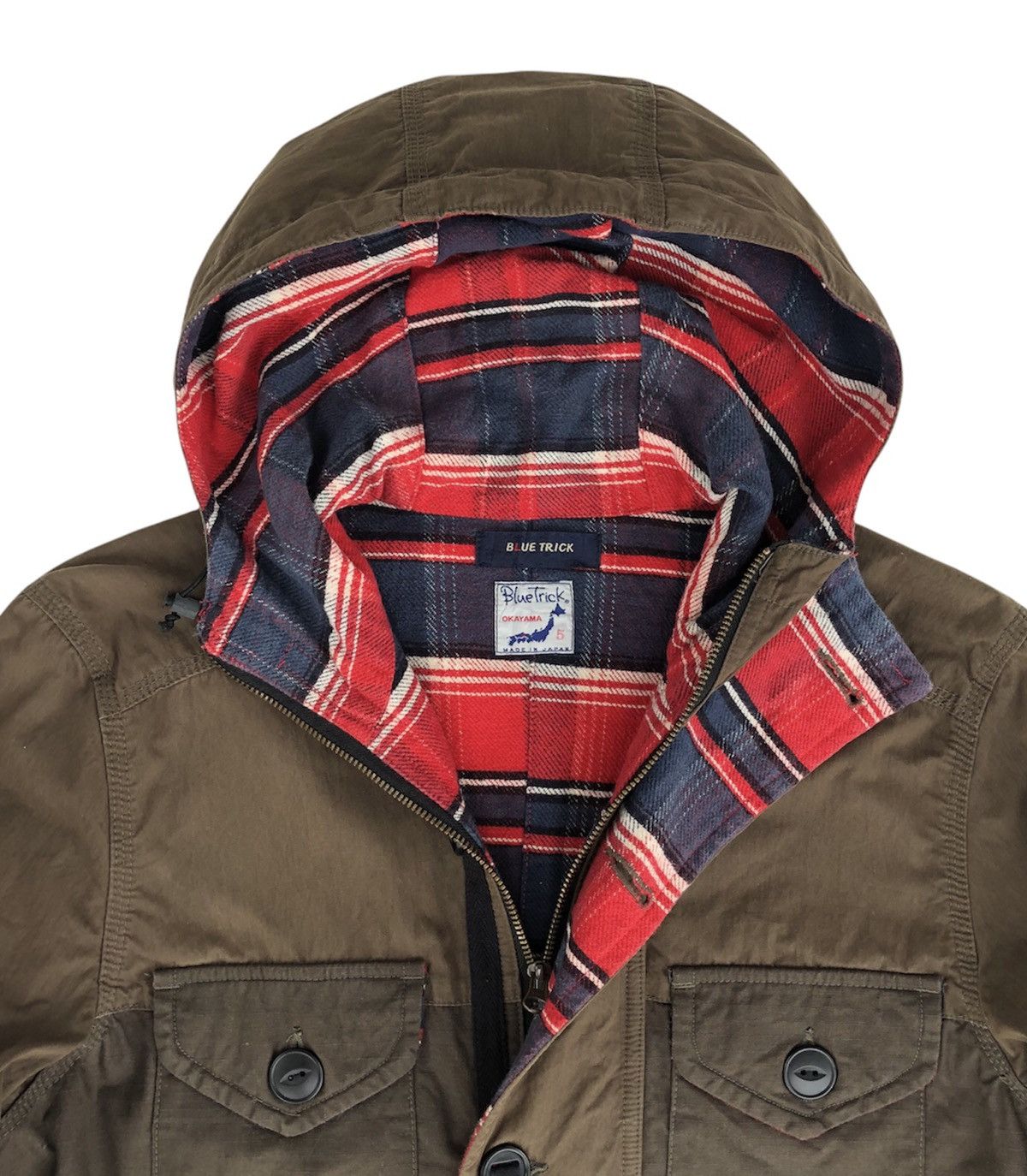 Japanese Brand 🔥Bluetrick Okayama japan M-65 jacket design plaid lined Size US M / EU 48-50 / 2 - 4 Thumbnail