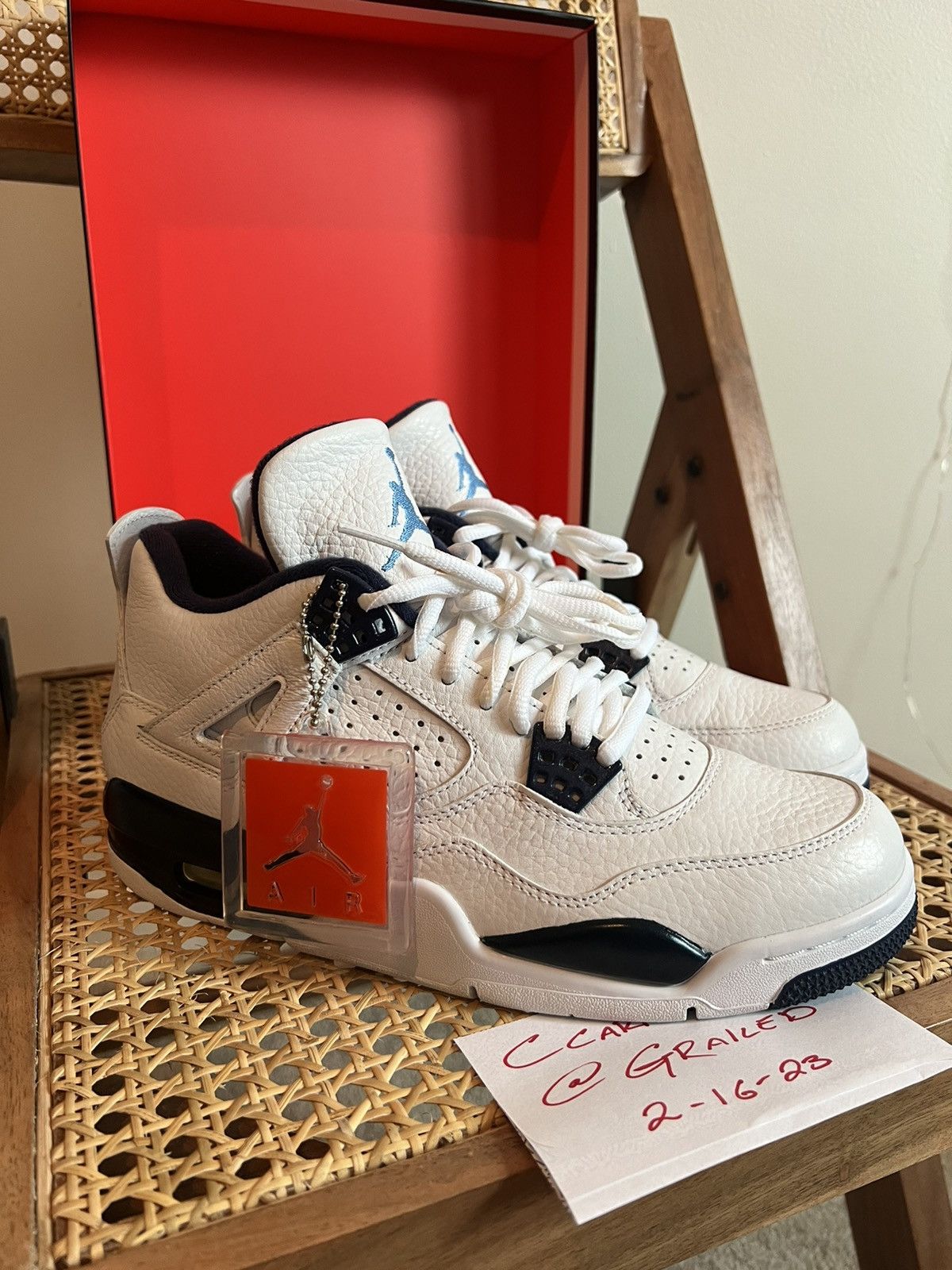 image of Jordan Brand 4 Retro Columbia (2015) Shoes in White, Men's (Size 8)
