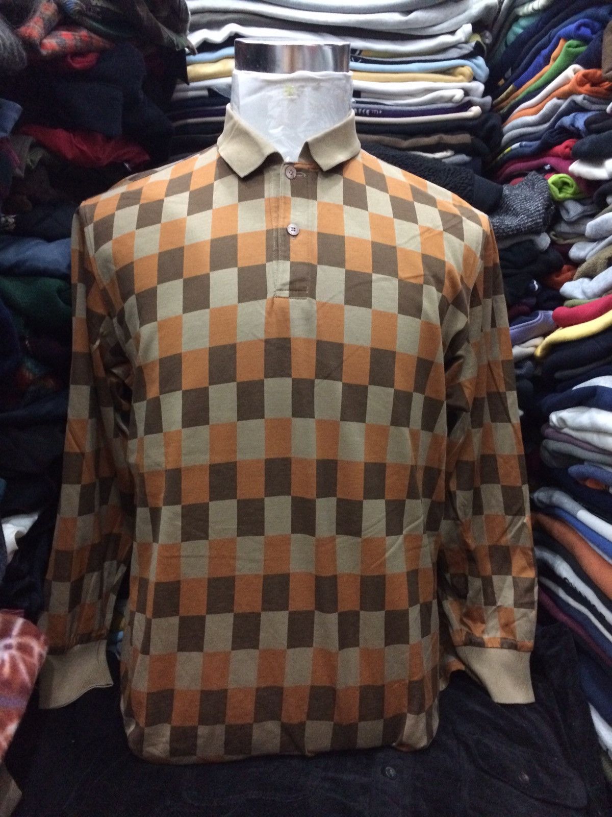 image of Christian Dior Monsieur x Vintage Christian Dior Plaid Tartan Long Slevee Tshirt (Size Medium)