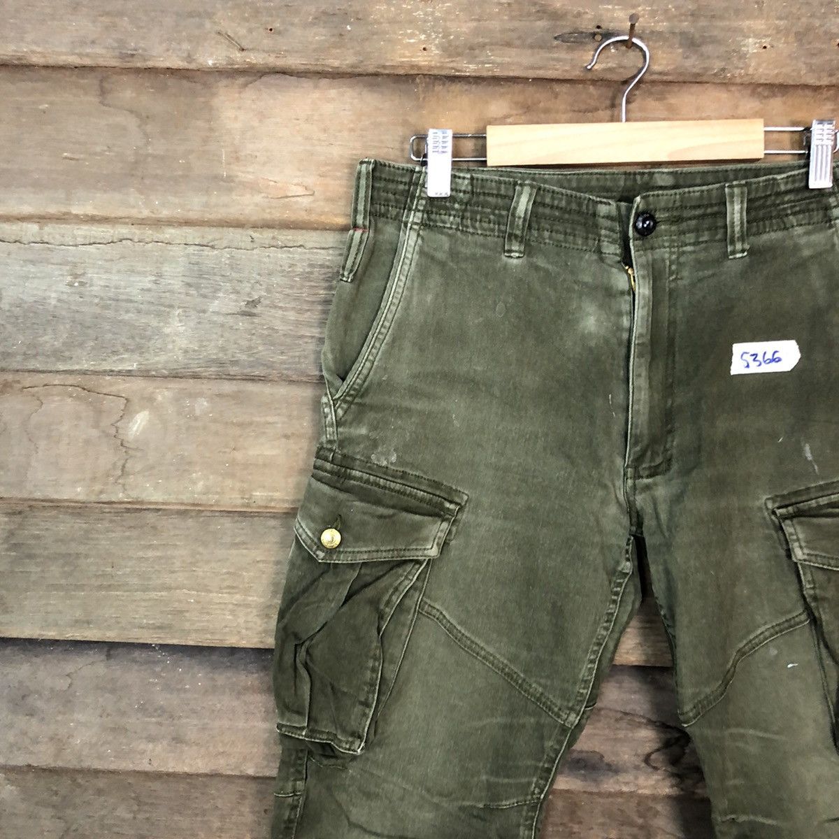Japanese Brand DL Geride multipocket distressed green cargo pants #5366 Size US 32 / EU 48 - 6 Thumbnail