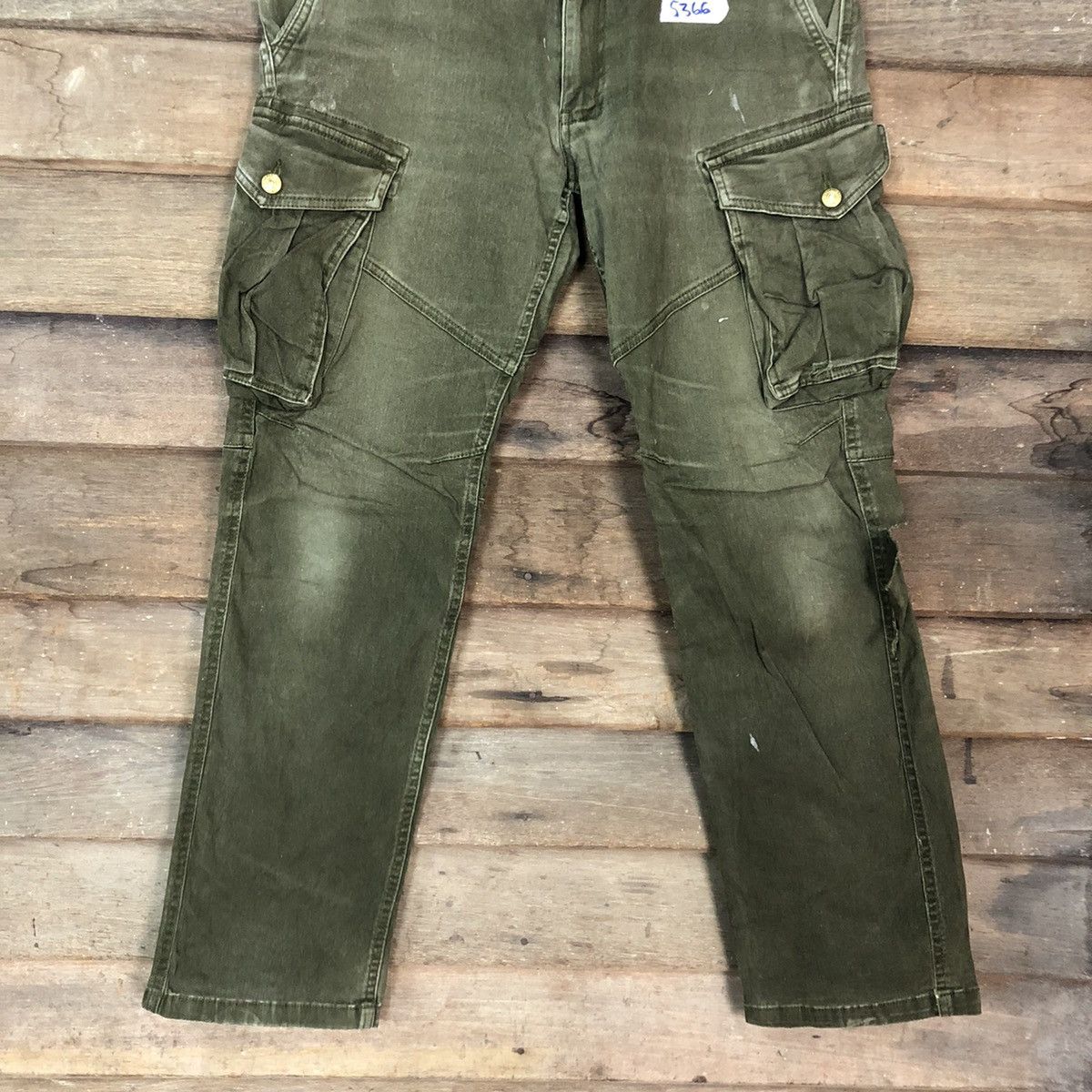 Japanese Brand DL Geride multipocket distressed green cargo pants #5366 Size US 32 / EU 48 - 3 Thumbnail
