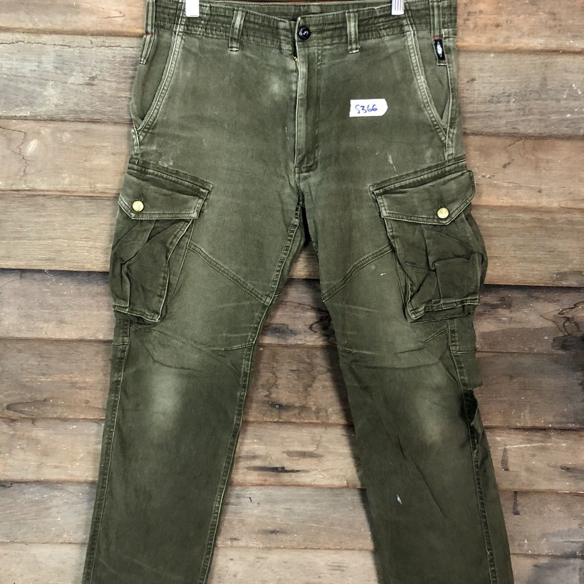 Japanese Brand DL Geride multipocket distressed green cargo pants #5366 Size US 32 / EU 48 - 4 Thumbnail