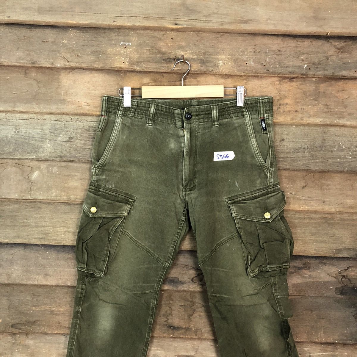 Japanese Brand DL Geride multipocket distressed green cargo pants #5366 Size US 32 / EU 48 - 2 Thumbnail