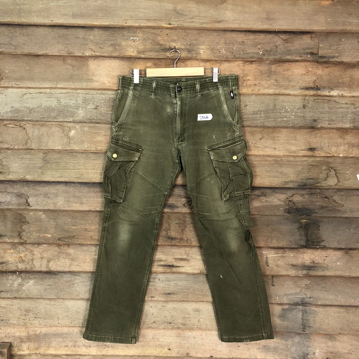 Japanese Brand DL Geride multipocket distressed green cargo pants #5366 Size US 32 / EU 48 - 1 Thumbnail