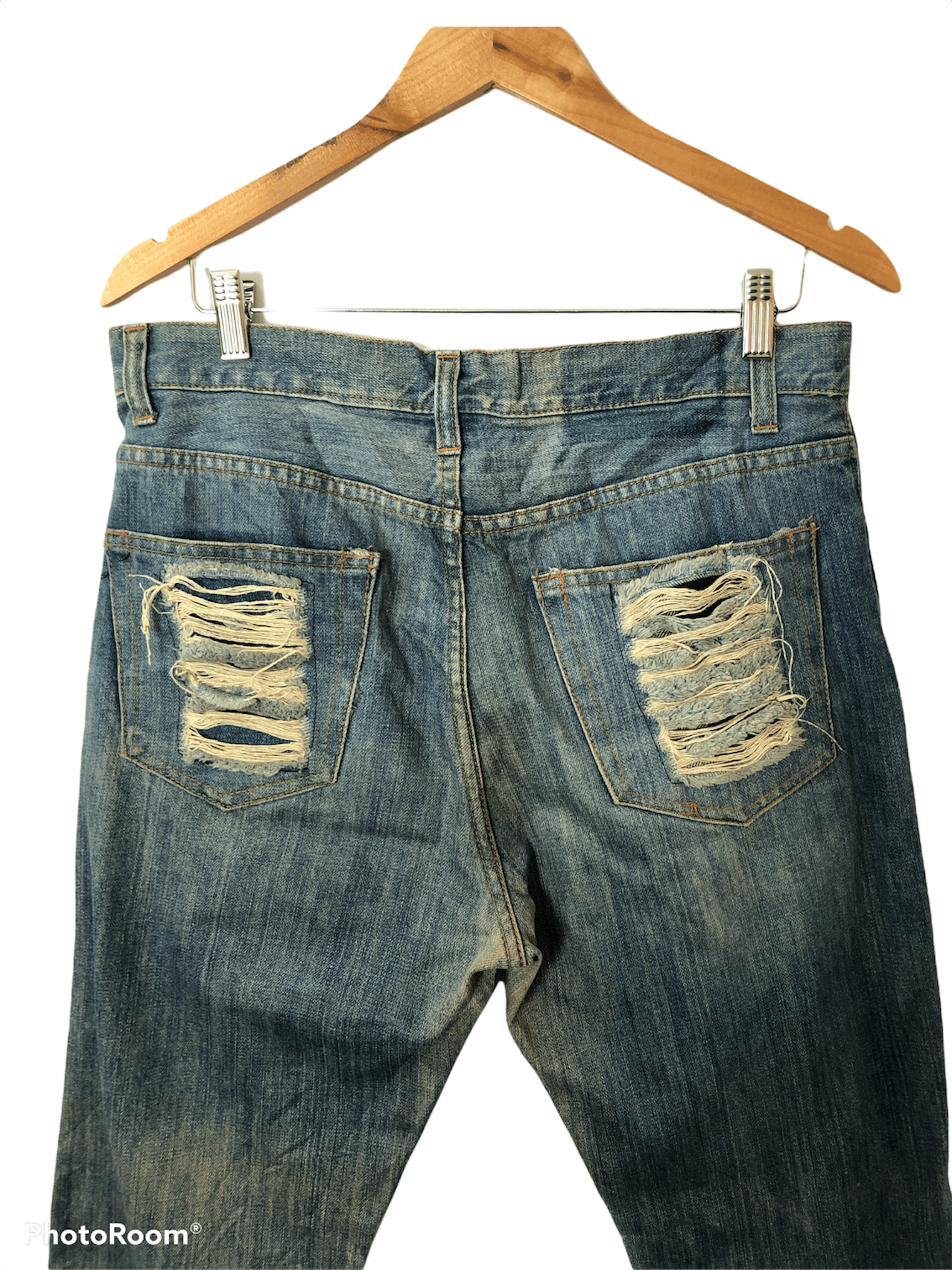 Japanese Brand Distressed Denim Pants Size US 34 / EU 50 - 3 Thumbnail