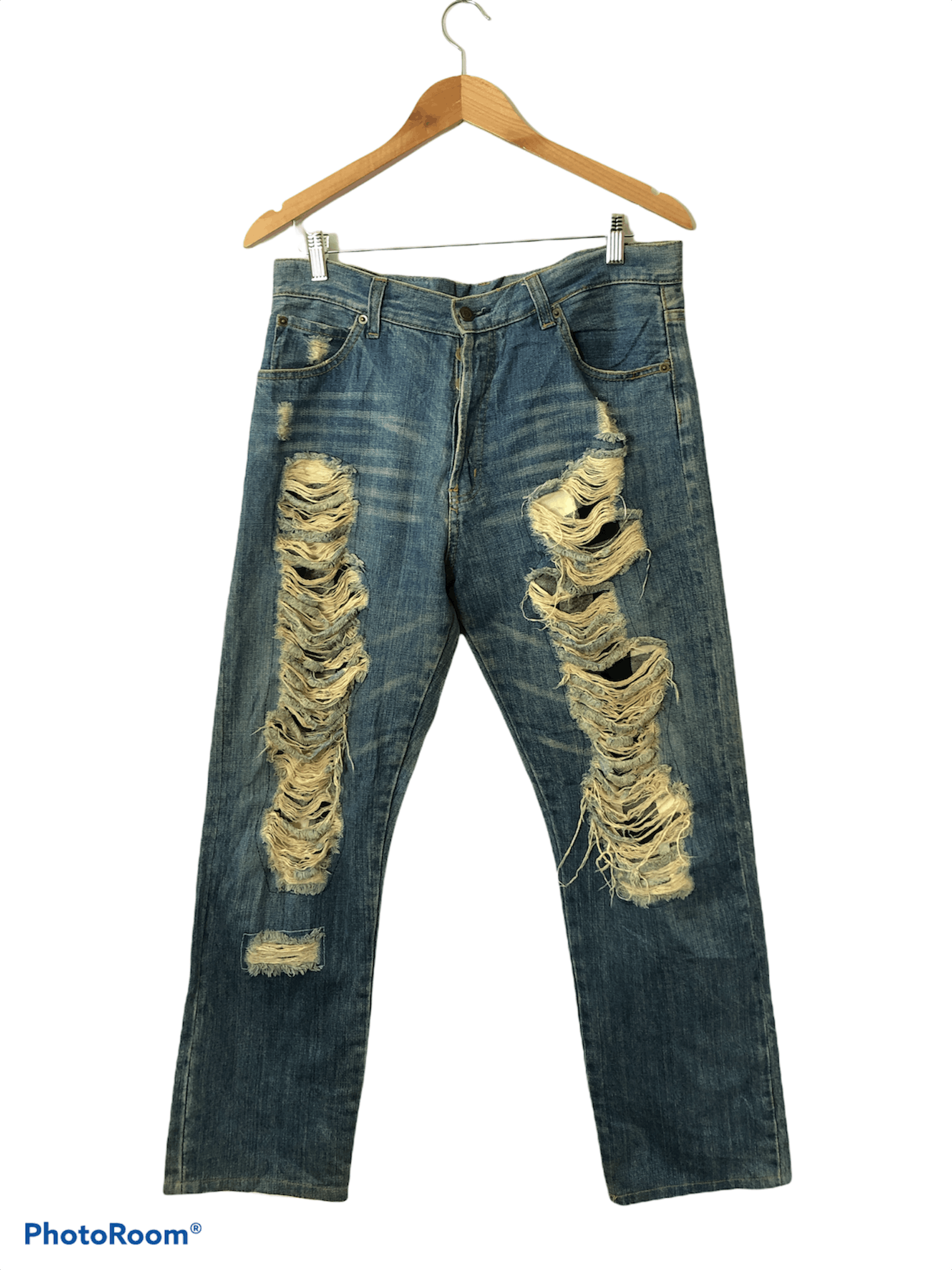 Japanese Brand Distressed Denim Pants Size US 34 / EU 50 - 1 Thumbnail