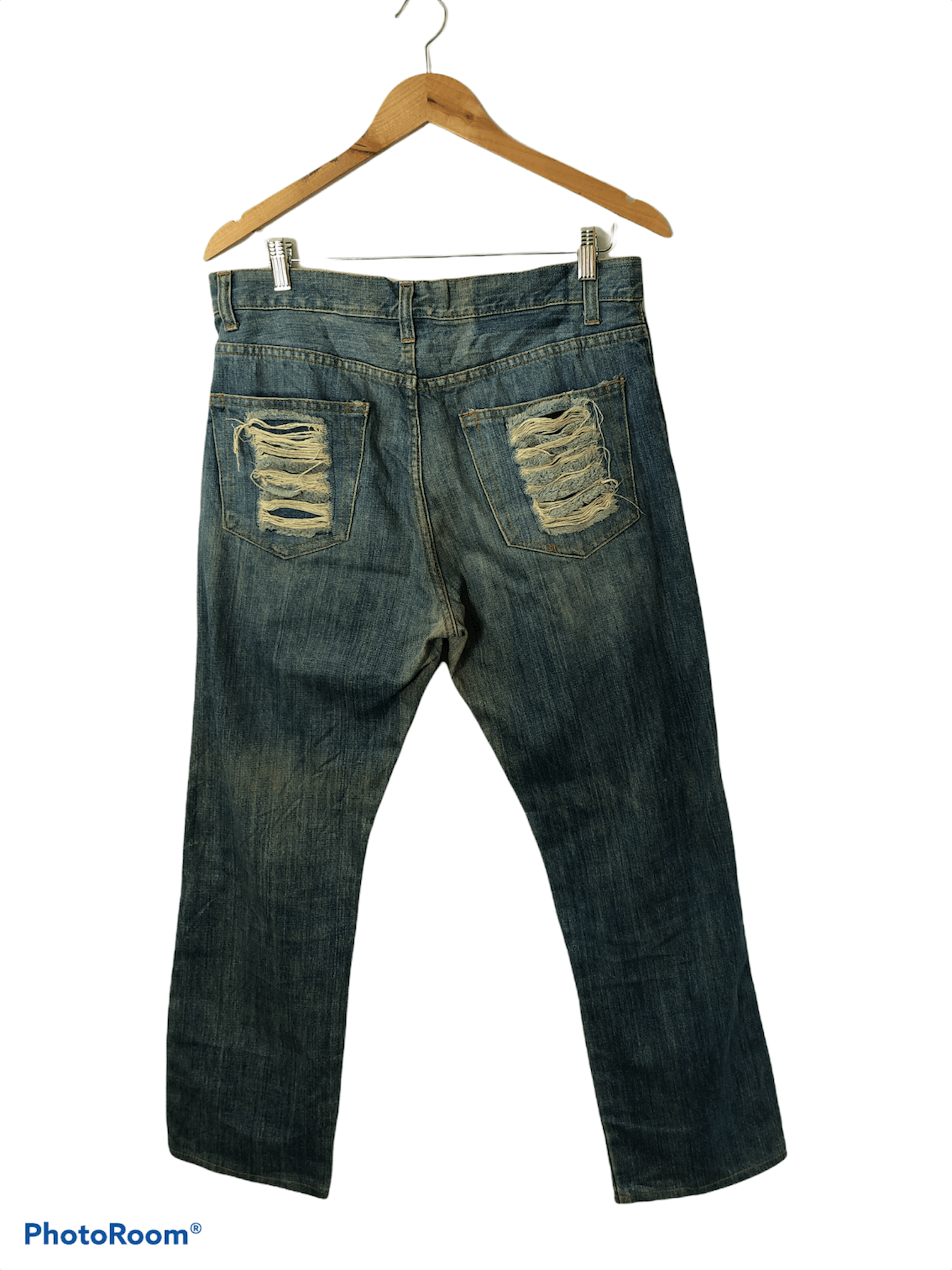 Japanese Brand Distressed Denim Pants Size US 34 / EU 50 - 2 Thumbnail