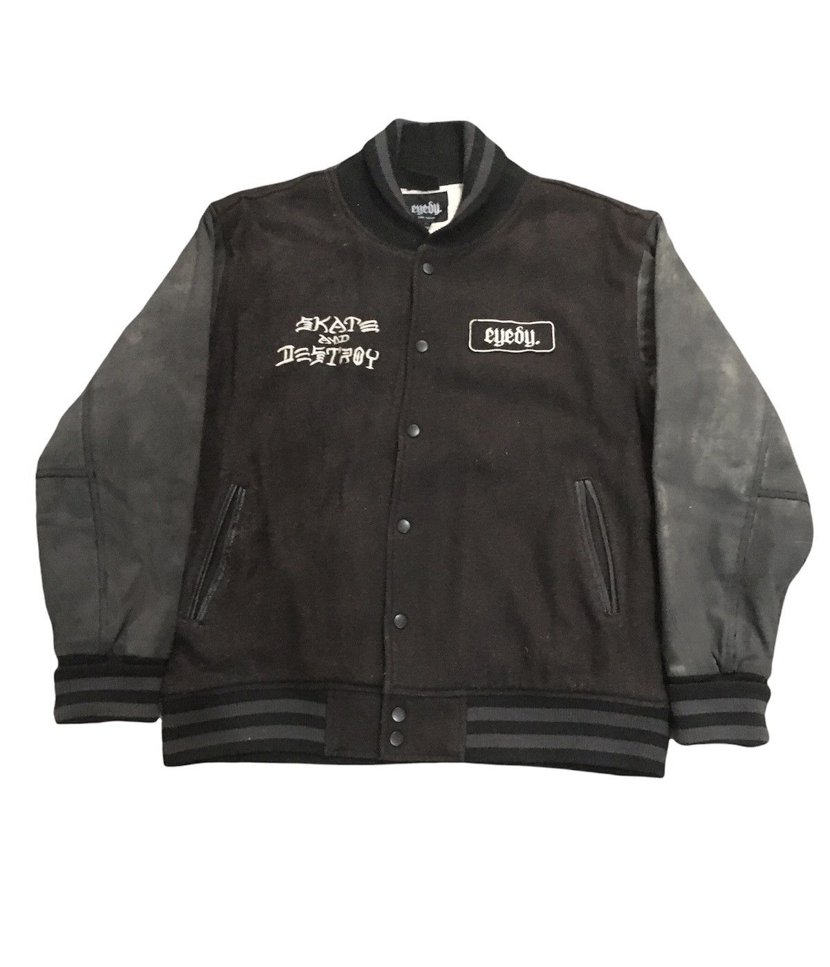 Hook Ups Thrasher Varsity Jacket Thrasher x eyedy skateboard varsity jacket wool leather Grailed