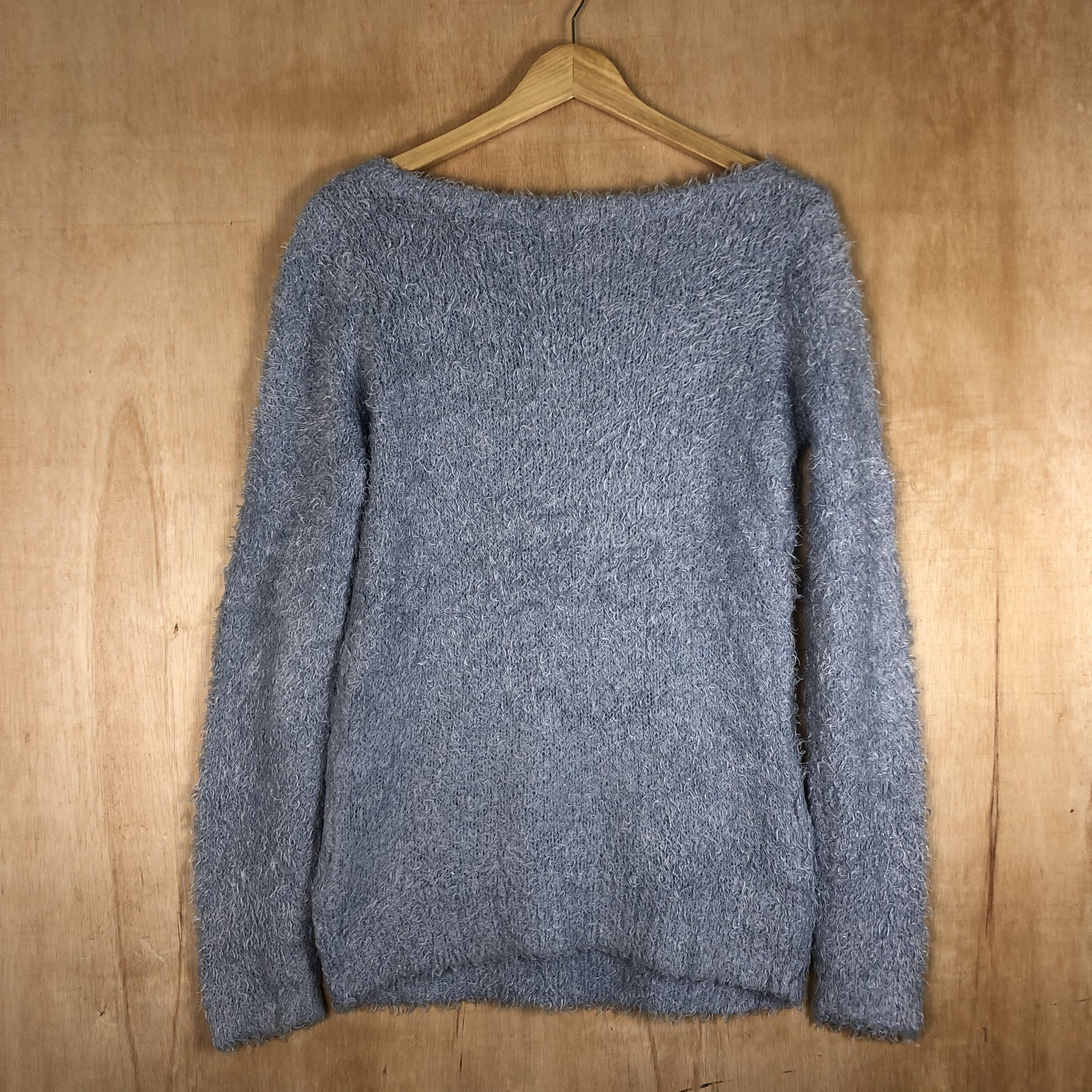 Homespun Knitwear DLL Double Focus Blue shag shaggy fur MOhair Knitwear #c054 Size L / US 10 / IT 46 - 10 Thumbnail