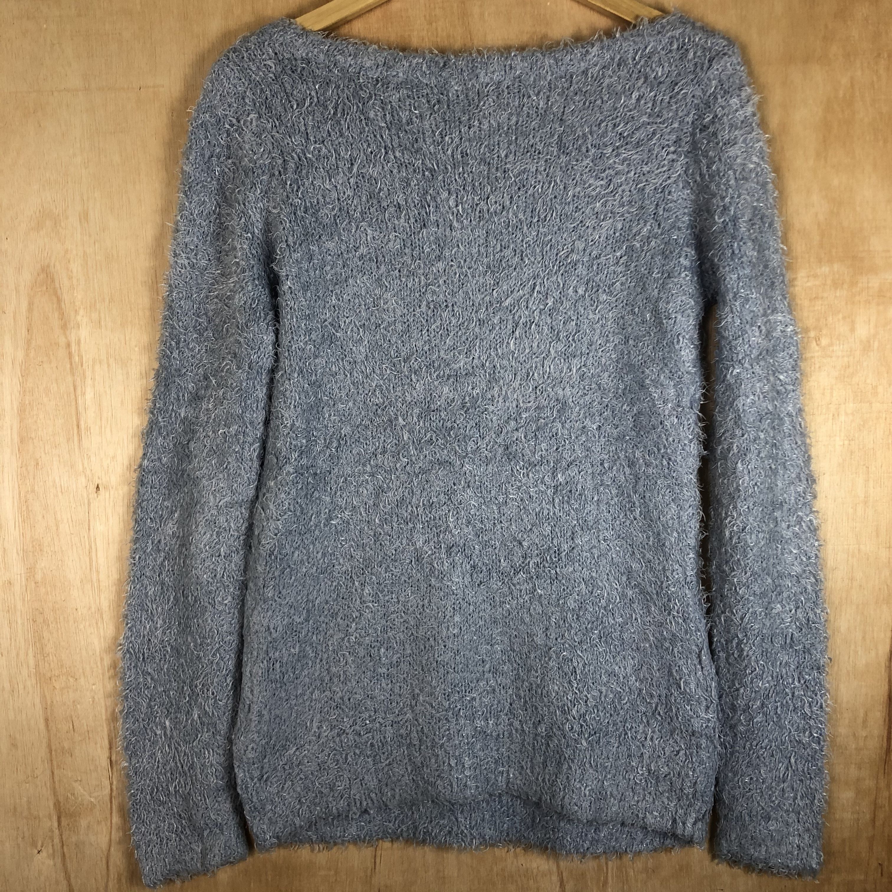 Homespun Knitwear DLL Double Focus Blue shag shaggy fur MOhair Knitwear #c054 Size L / US 10 / IT 46 - 12 Thumbnail