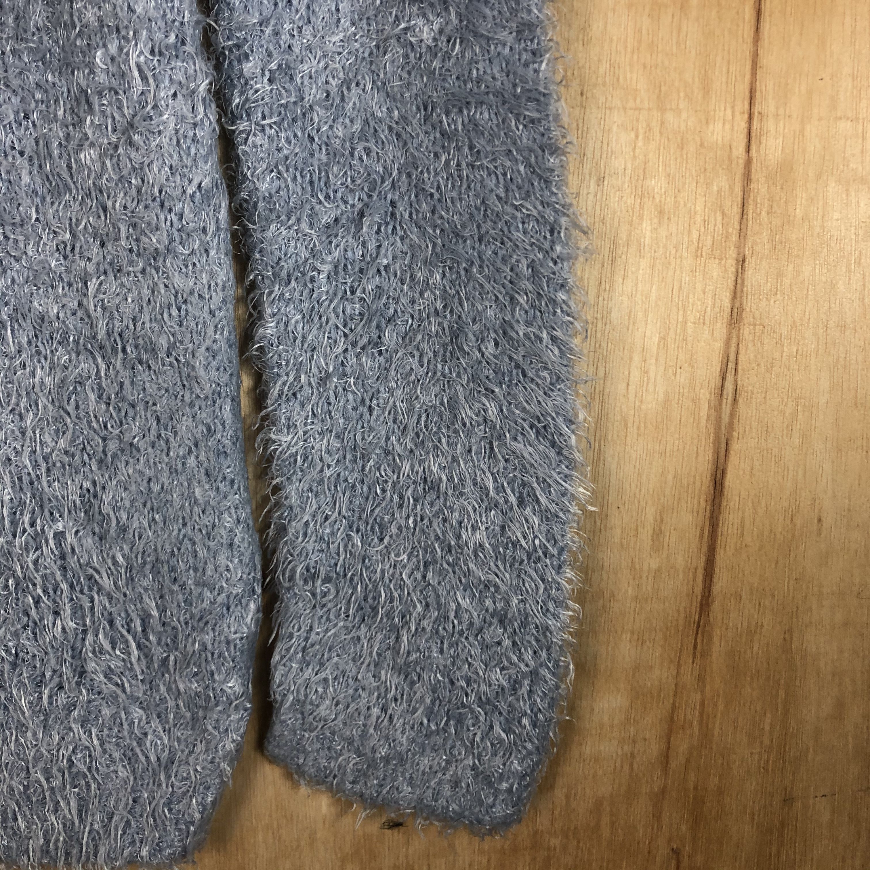 Homespun Knitwear DLL Double Focus Blue shag shaggy fur MOhair Knitwear #c054 Size L / US 10 / IT 46 - 4 Thumbnail