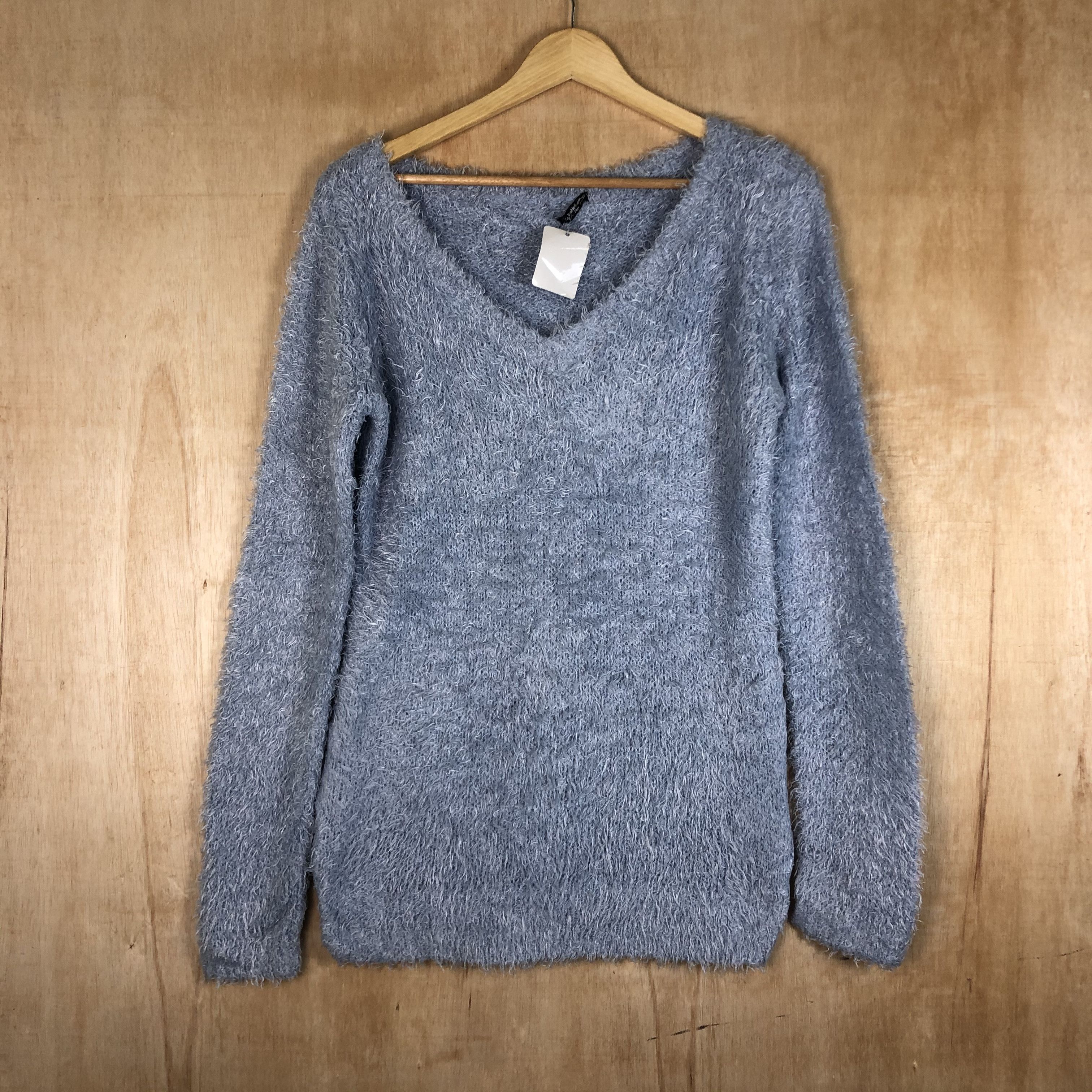 Homespun Knitwear DLL Double Focus Blue shag shaggy fur MOhair Knitwear #c054 Size L / US 10 / IT 46 - 1 Thumbnail
