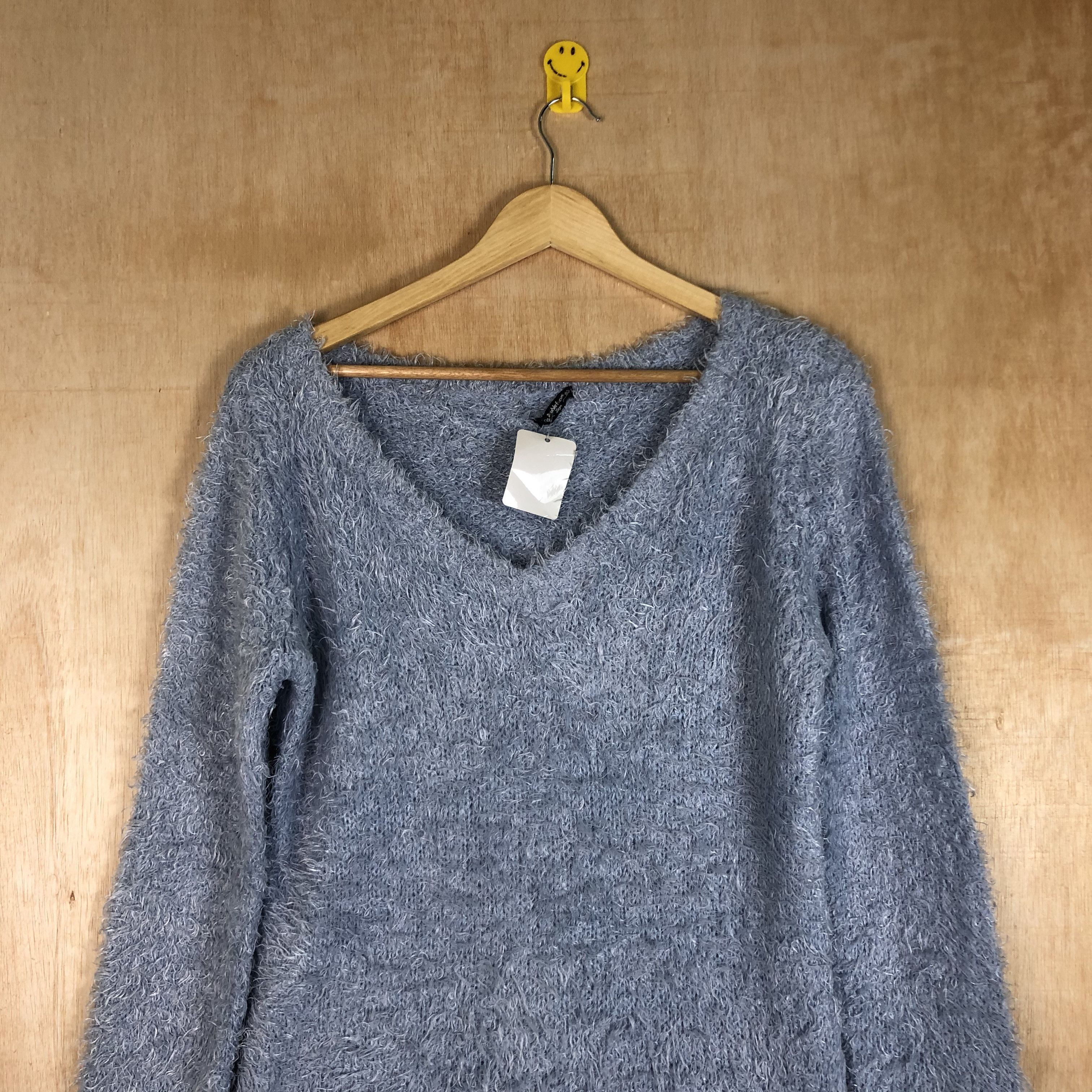 Homespun Knitwear DLL Double Focus Blue shag shaggy fur MOhair Knitwear #c054 Size L / US 10 / IT 46 - 2 Thumbnail
