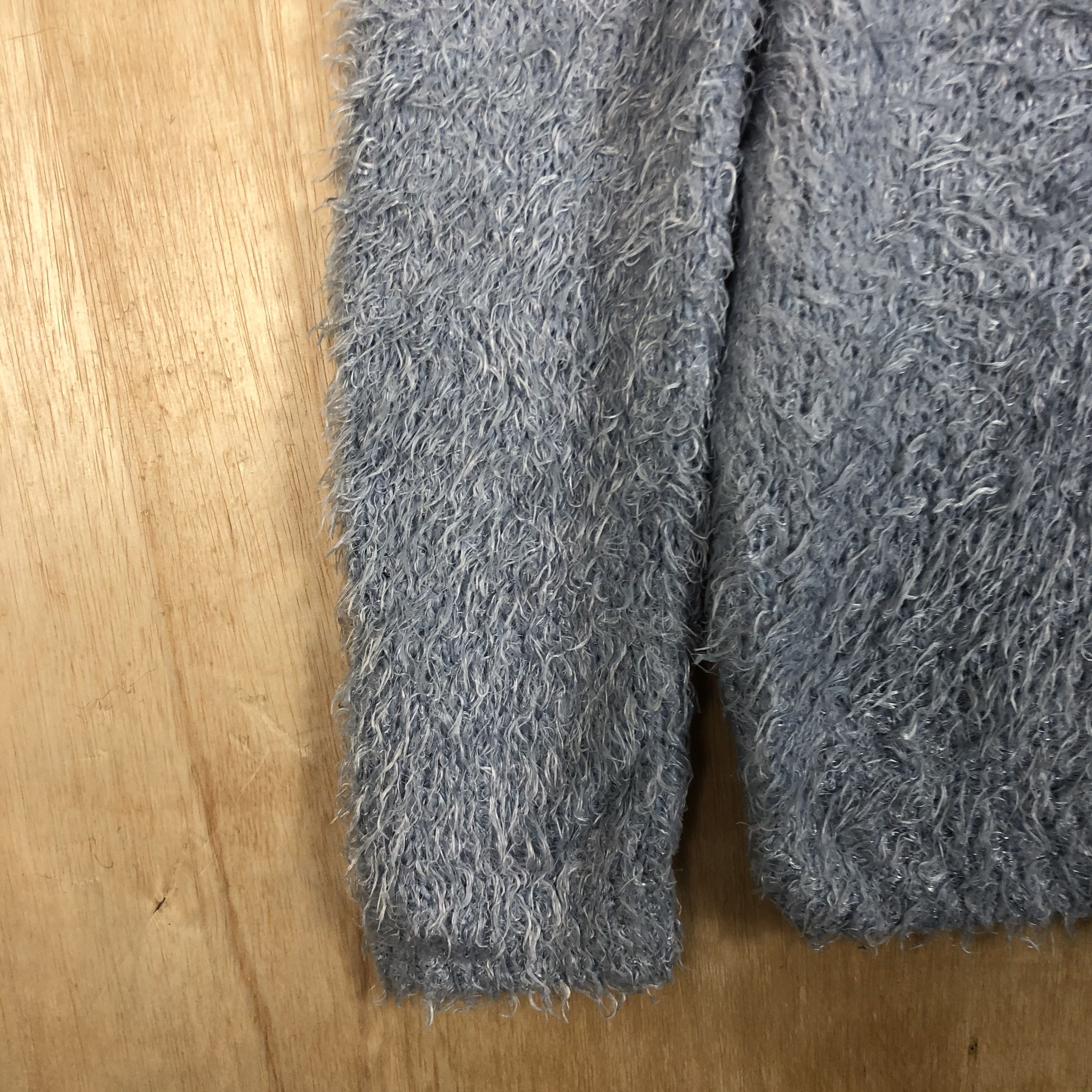 Homespun Knitwear DLL Double Focus Blue shag shaggy fur MOhair Knitwear #c054 Size L / US 10 / IT 46 - 6 Thumbnail
