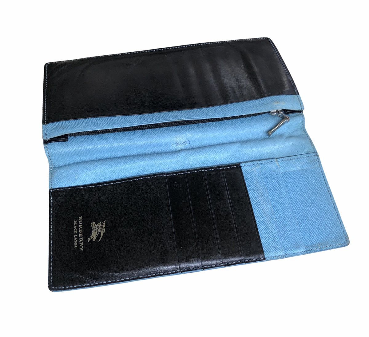 Burberry Burberry Black Label Long Wallet Black Blue Leather Size ONE SIZE - 6 Thumbnail