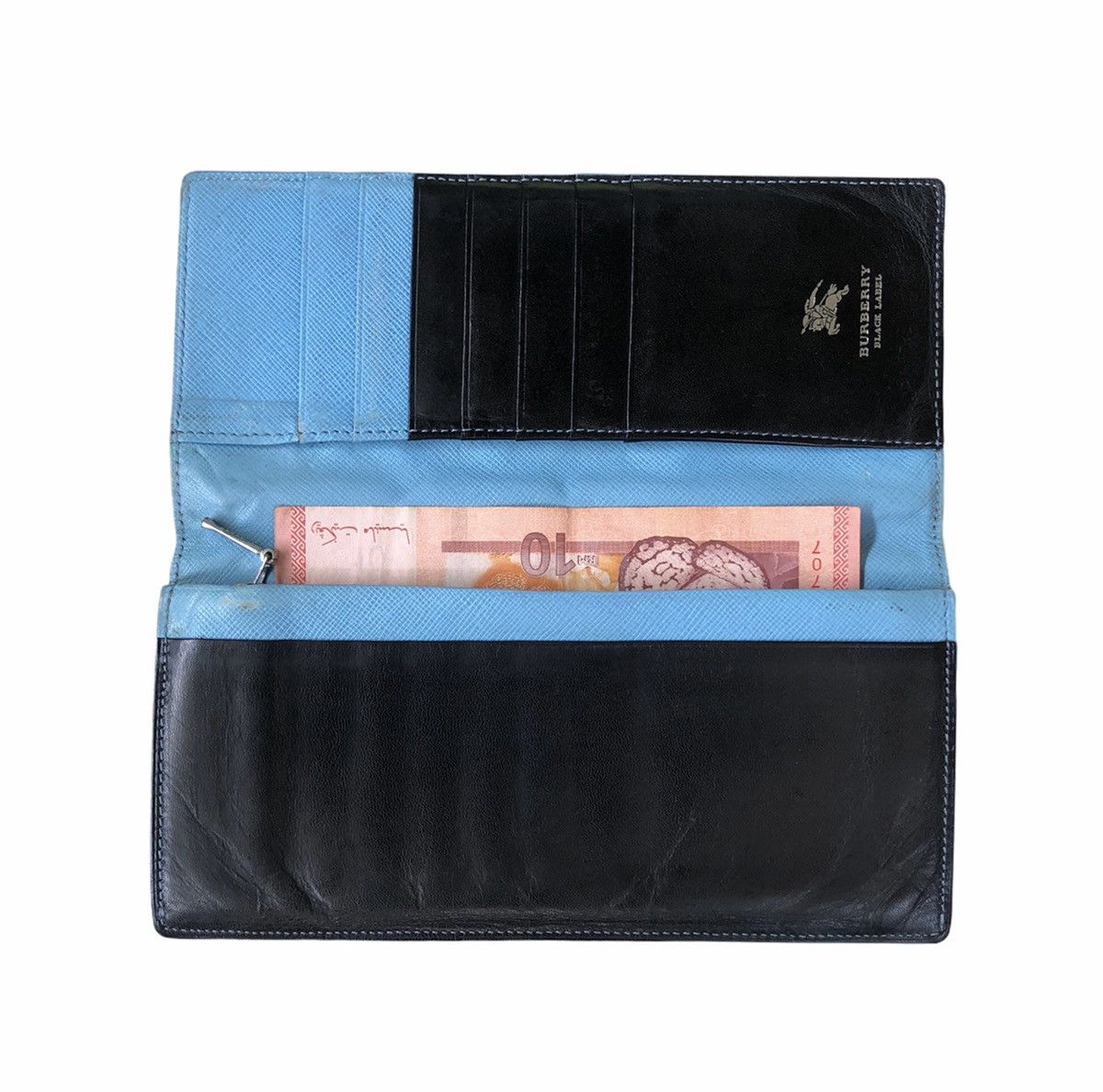 Burberry Burberry Black Label Long Wallet Black Blue Leather Size ONE SIZE - 9 Thumbnail