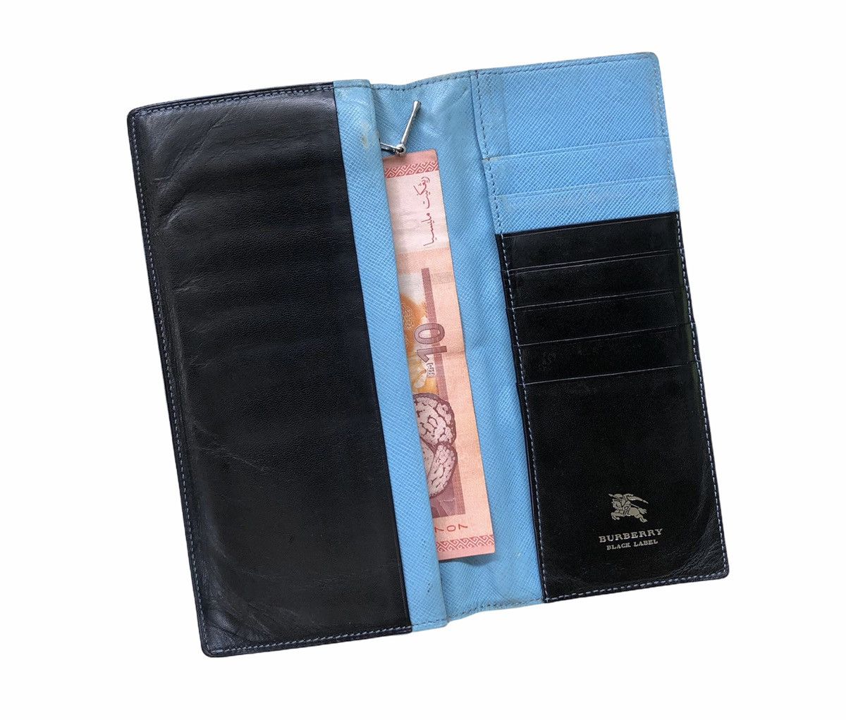 Burberry Burberry Black Label Long Wallet Black Blue Leather Size ONE SIZE - 8 Thumbnail