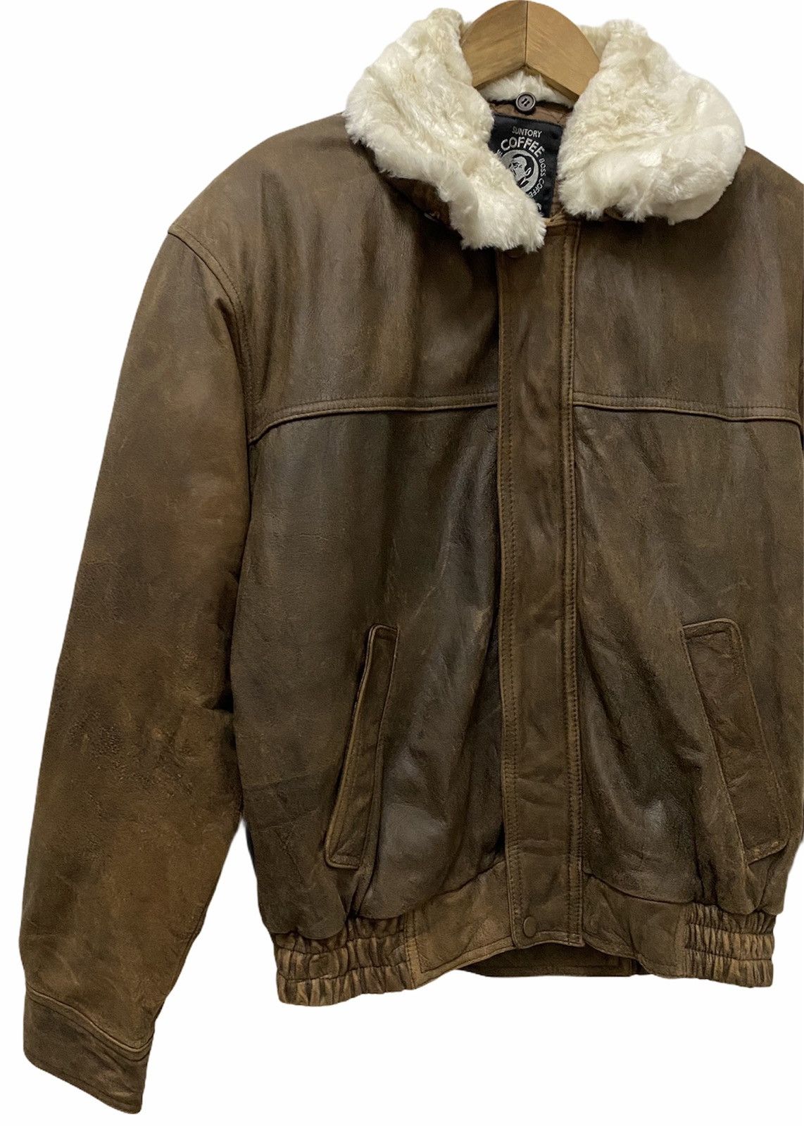 Leather VINTAGE SUNTORY BOSS COFFEE LEATHER JACKET Size US L / EU 52-54 / 3 - 6 Thumbnail