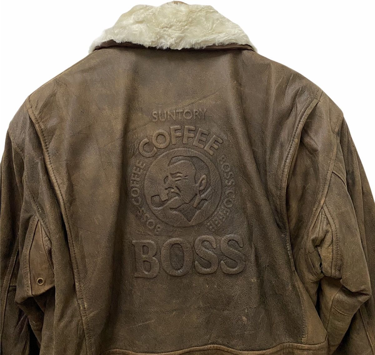 Leather VINTAGE SUNTORY BOSS COFFEE LEATHER JACKET Size US L / EU 52-54 / 3 - 7 Thumbnail