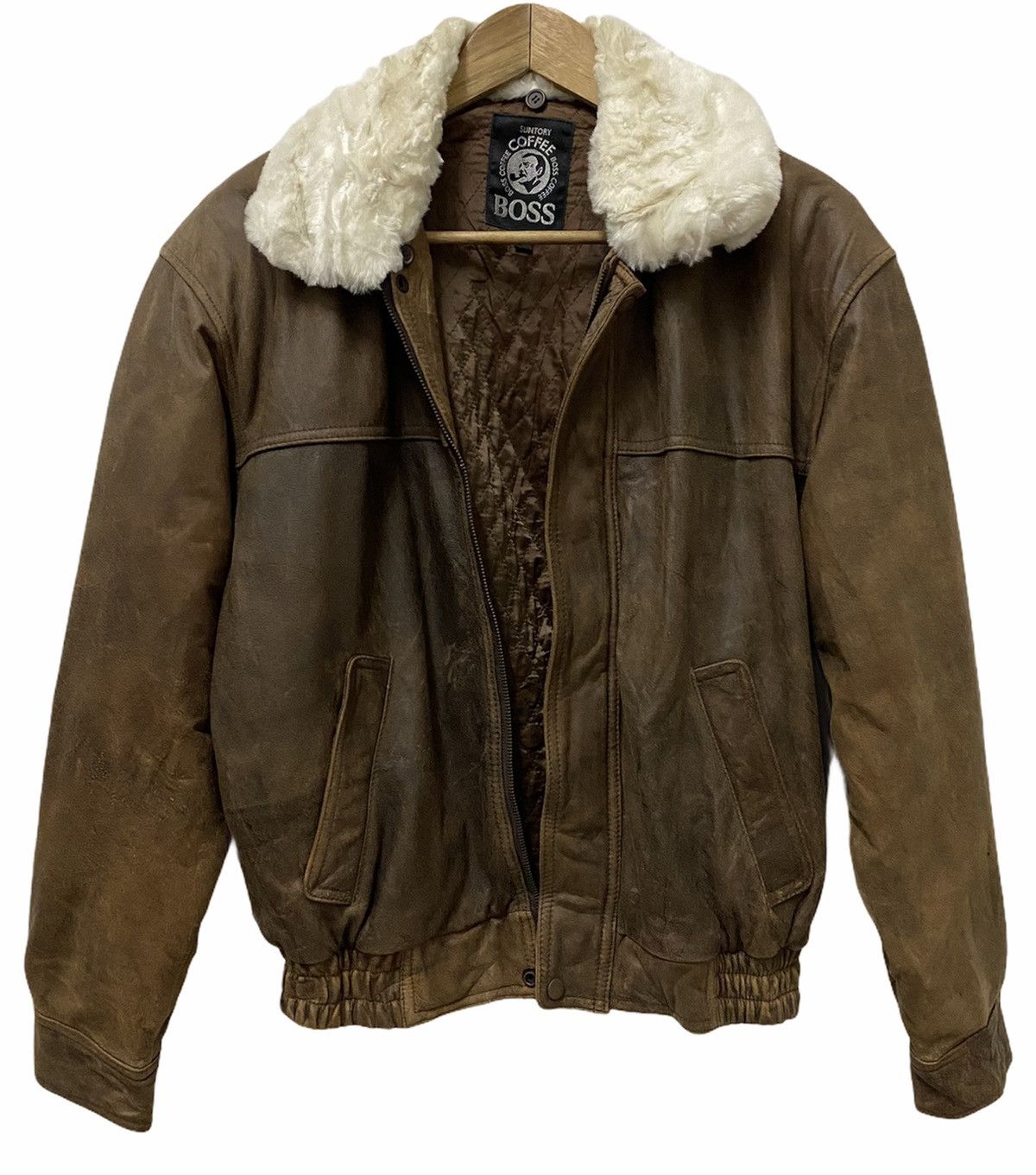 Leather VINTAGE SUNTORY BOSS COFFEE LEATHER JACKET Size US L / EU 52-54 / 3 - 3 Thumbnail