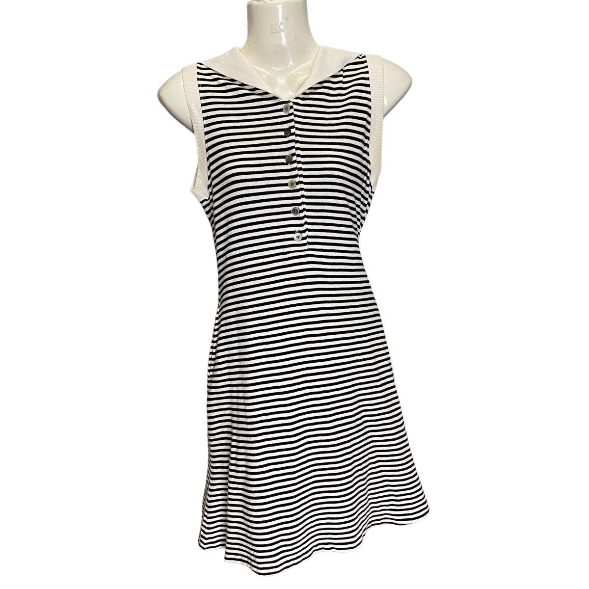 Issey Miyake IS issey miyake midi dress shawn collar stripes Size S / US 4 / IT 40 - 1 Thumbnail
