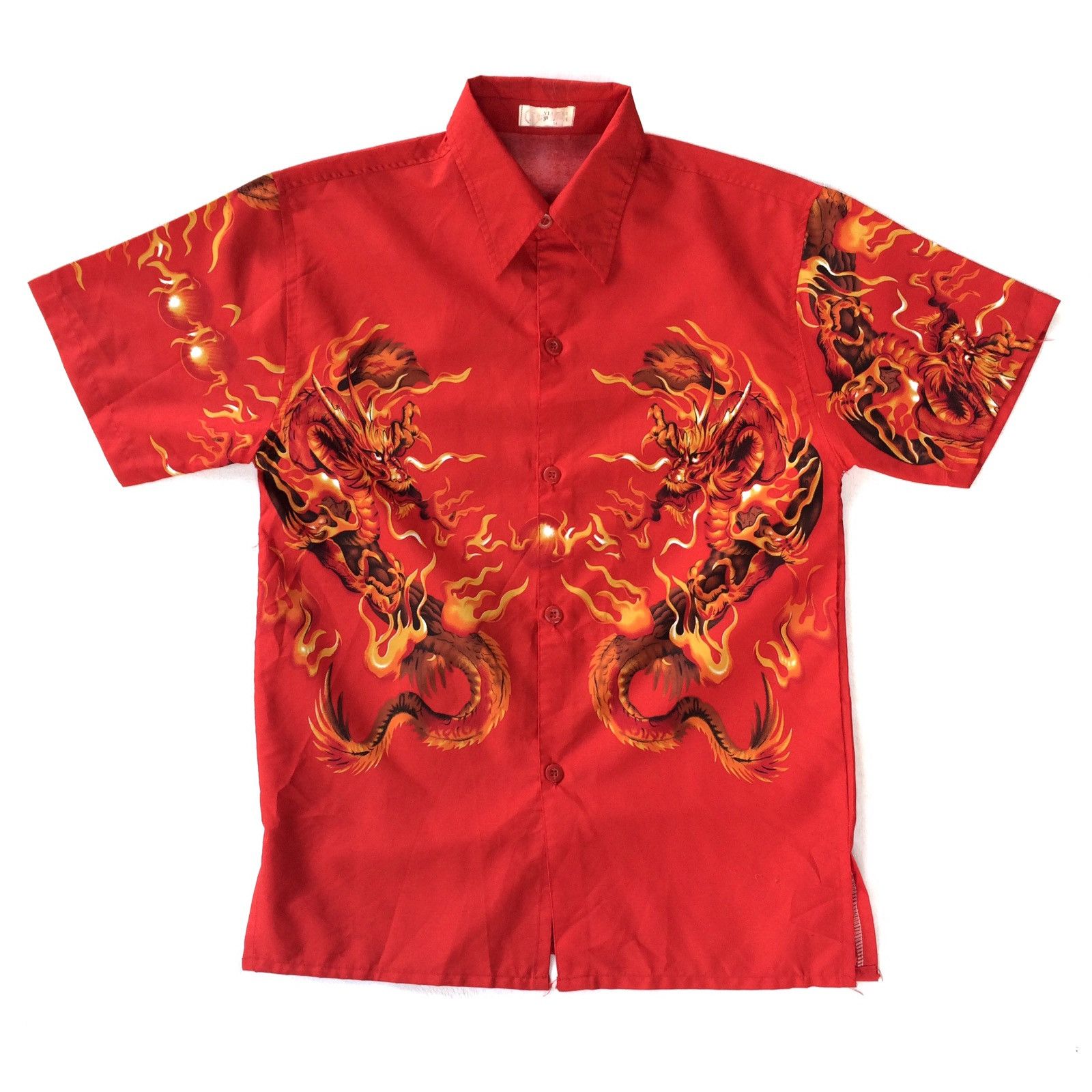 Japanese Brand Japanese Traditional Overprint Dragon Shirt Button Up Size US M / EU 48-50 / 2 - 1 Thumbnail