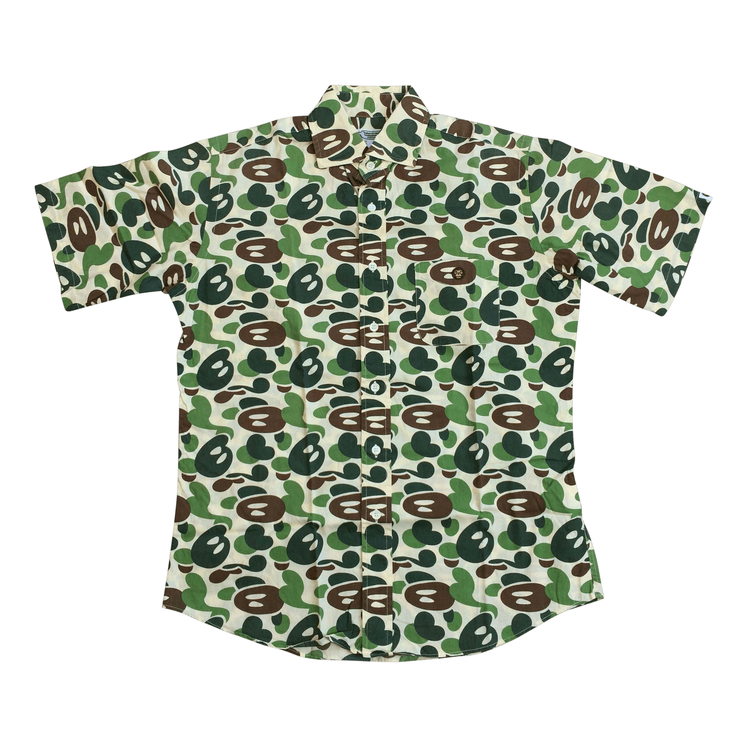 image of Og Bape Baby Milo Green Camo Shirt, Men's (Size Small)