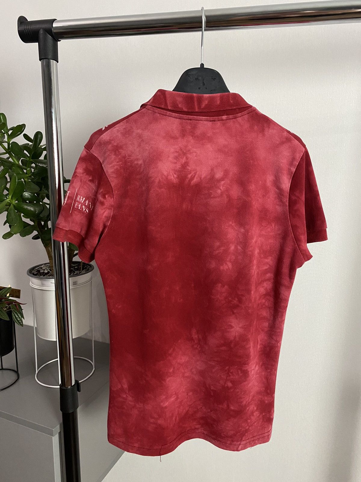 Armani × Designer Armani Jeans Monogram Logo Washed Red Polo Size US S / EU 44-46 / 1 - 6 Thumbnail
