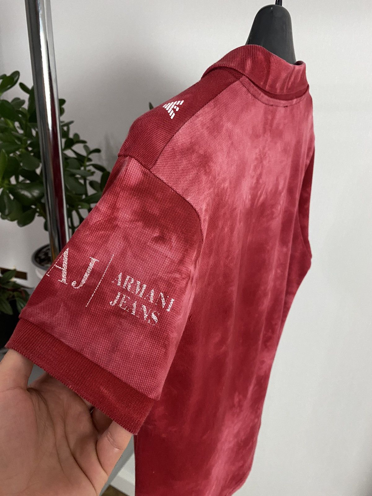 Armani × Designer Armani Jeans Monogram Logo Washed Red Polo Size US S / EU 44-46 / 1 - 5 Thumbnail