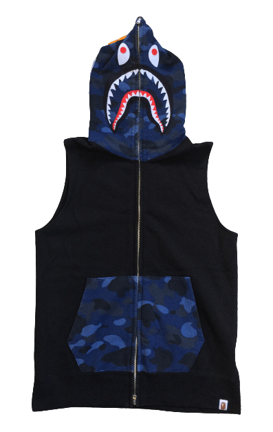 Bape Bape Blue Camo Sleeveless Shark Hoodie Size US M / EU 48-50 / 2 - 1 Thumbnail