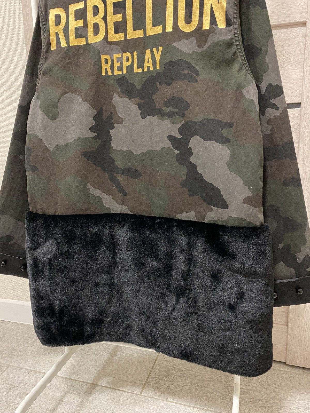 Replay Replay Camo Faux Fur Black Long Sleeve Jacket Size M / US 6-8 / IT 42-44 - 13 Thumbnail