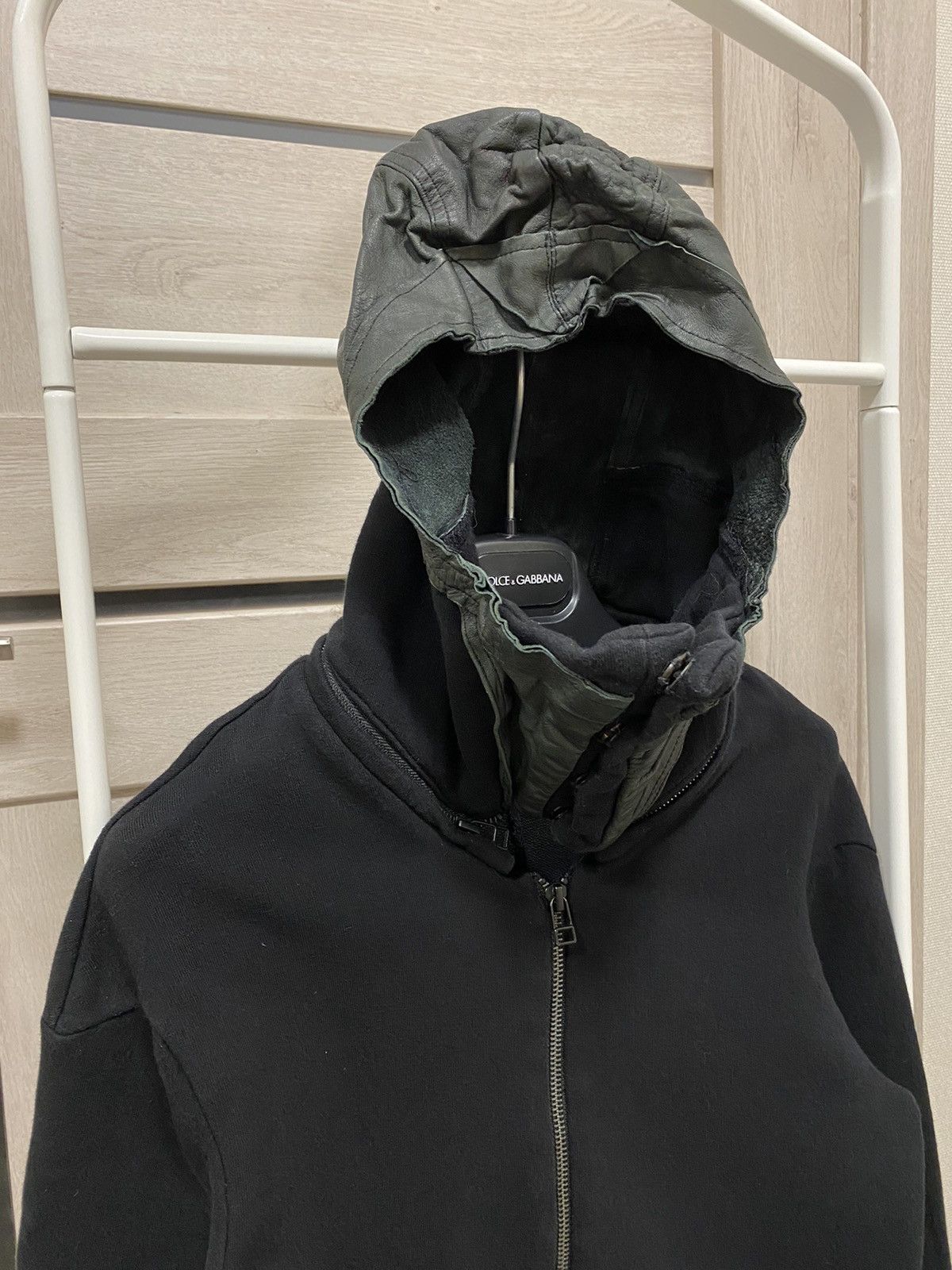 Delusion Delusion Avant Garde Style Leather Hooded Black Hoodie Size US S / EU 44-46 / 1 - 5 Thumbnail