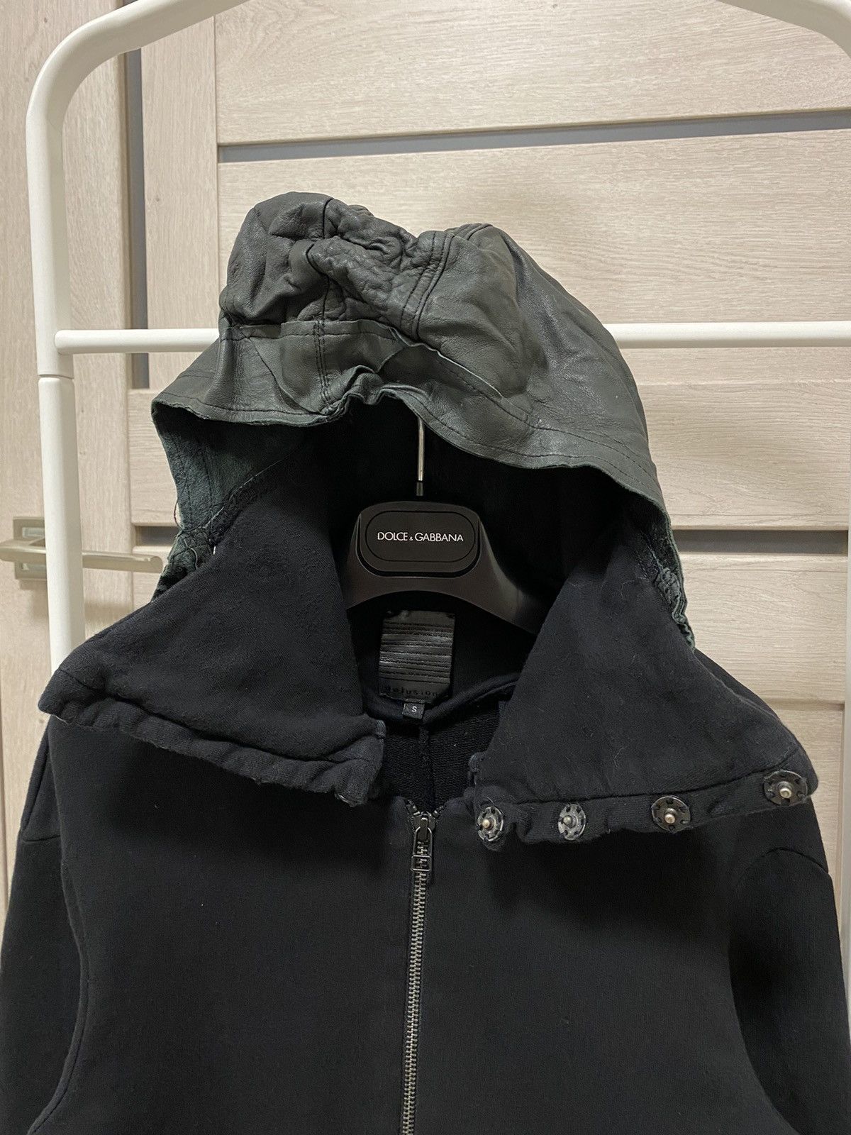 Delusion Delusion Avant Garde Style Leather Hooded Black Hoodie Size US S / EU 44-46 / 1 - 8 Thumbnail