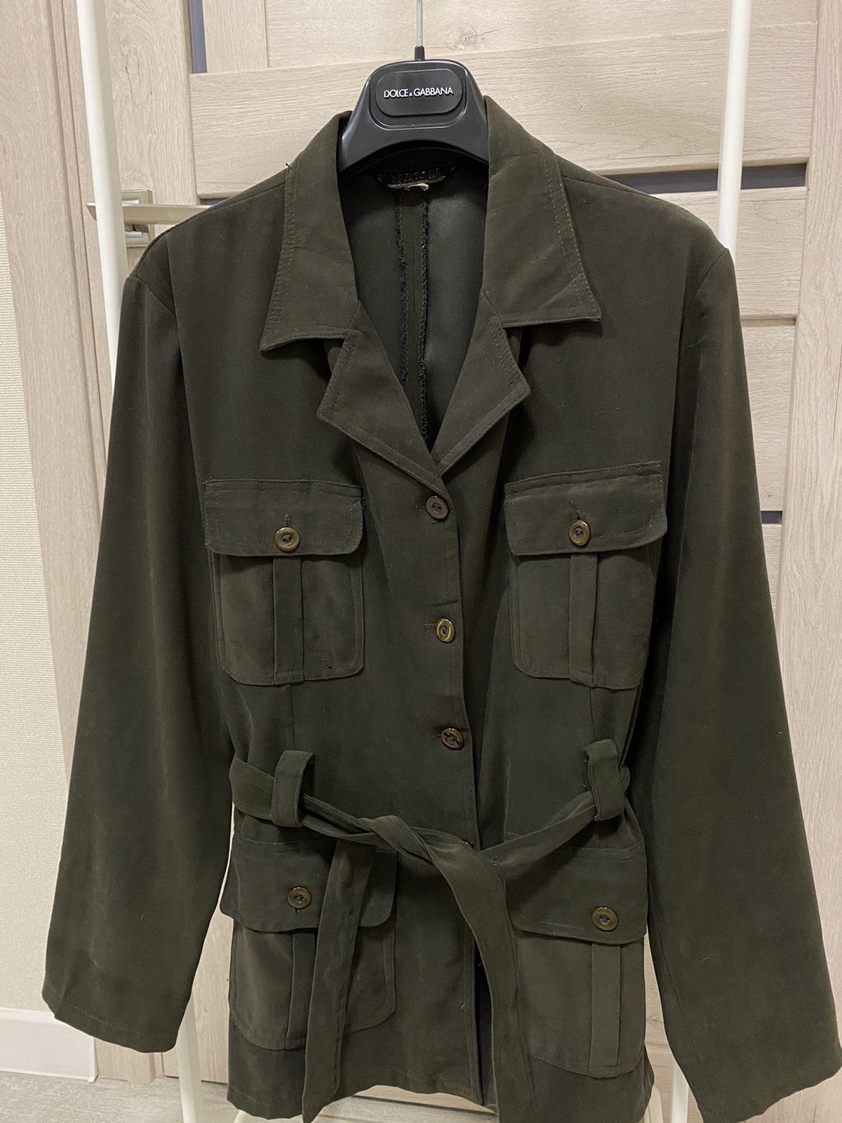 Versace × Vintage Versace Classic V2 Vintage Khaki Women’s Trench Jacket Size M / US 6-8 / IT 42-44 - 3 Thumbnail