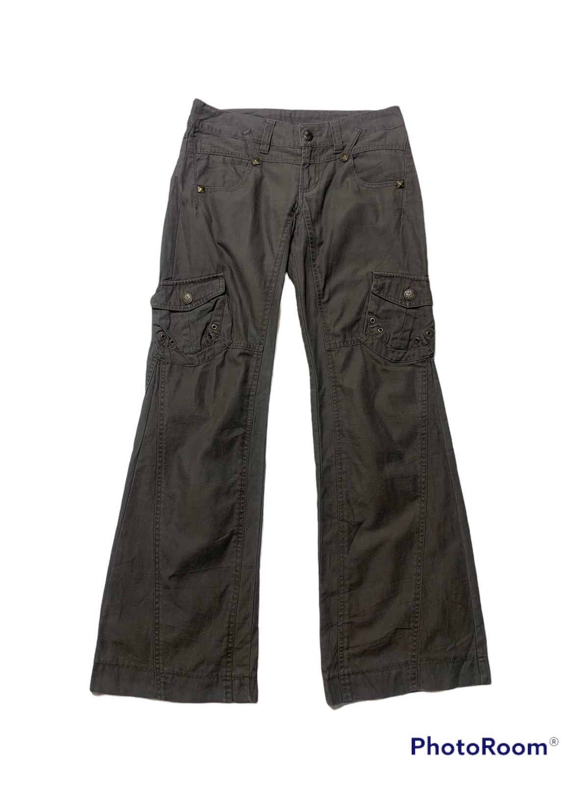 Japanese brand woman flare studdes/spark cargo pants