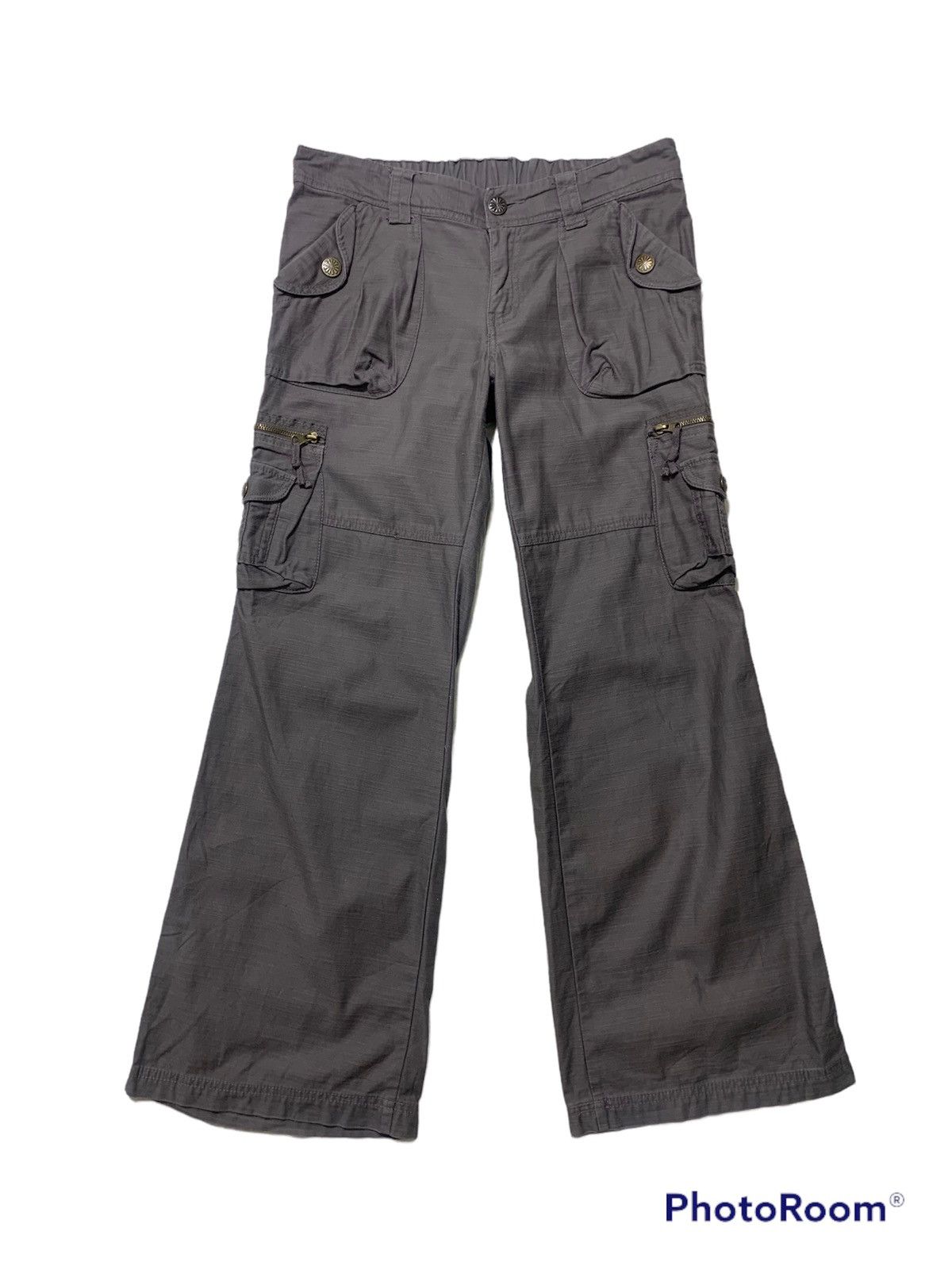 image of Avant Garde Woman Flare Tactical Cargo Pants in Grey, Women's (Size 32)