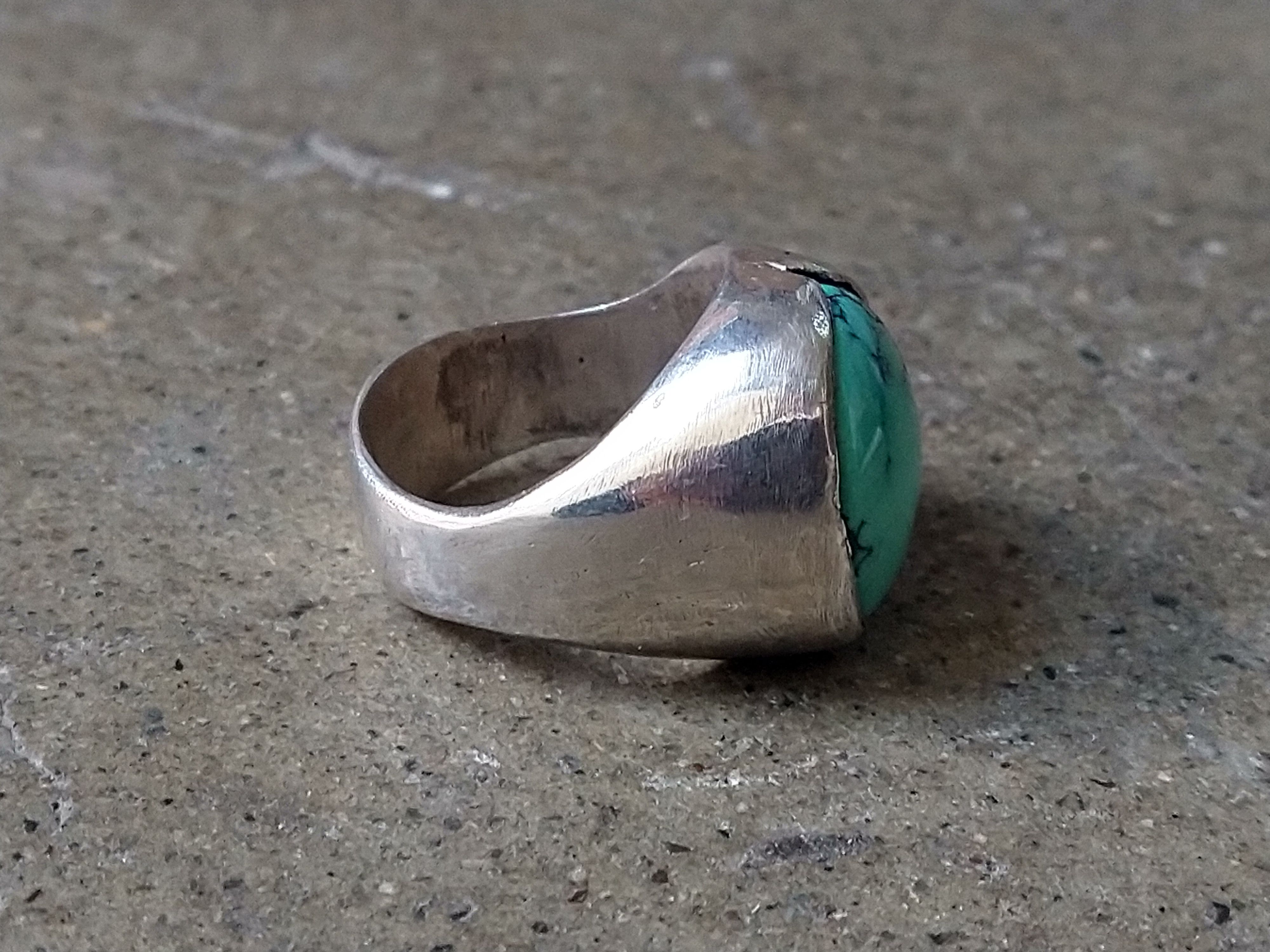 Jewelry Vintage Sterling Silver Ring Size 7.5 Turquoise Modern Size ONE SIZE - 4 Thumbnail