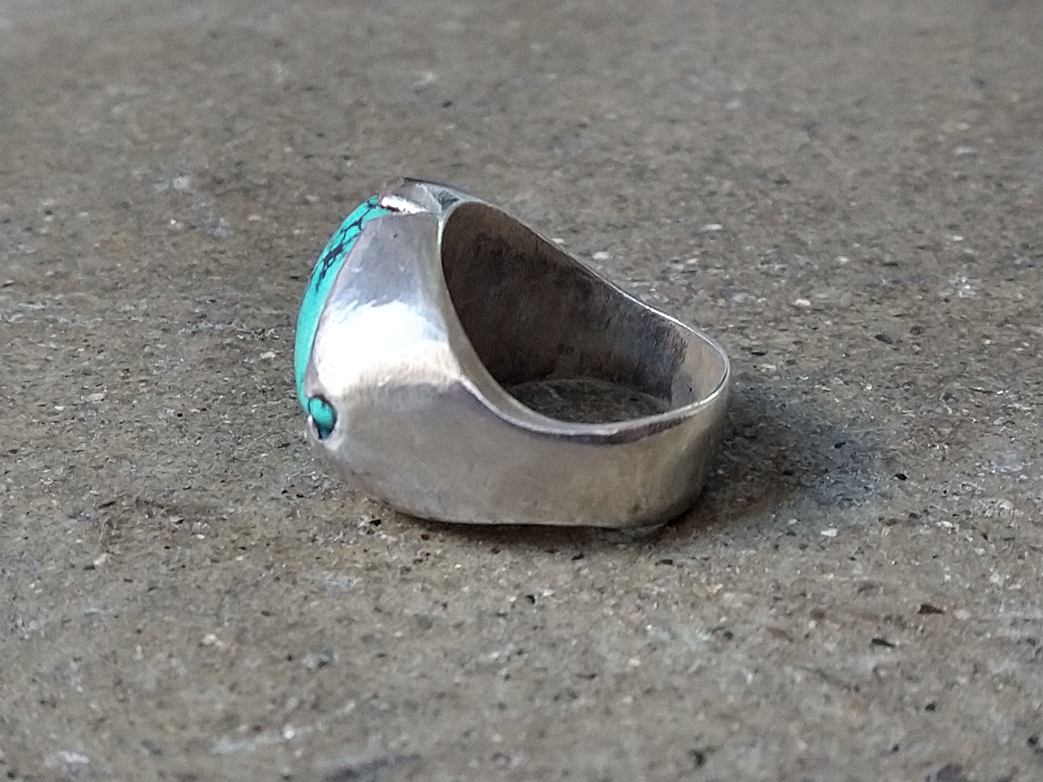 Jewelry Vintage Sterling Silver Ring Size 7.5 Turquoise Modern Size ONE SIZE - 5 Thumbnail
