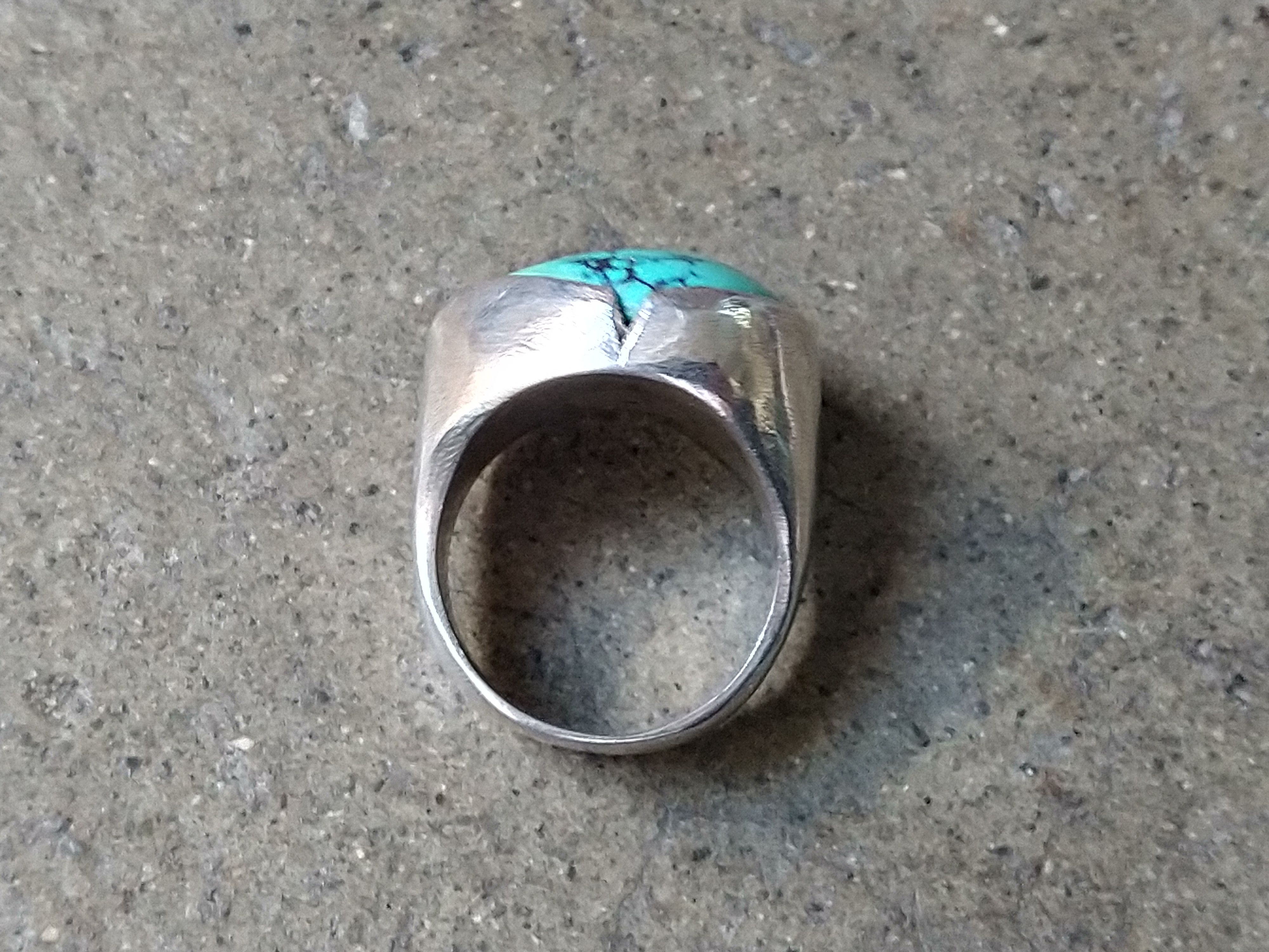 Jewelry Vintage Sterling Silver Ring Size 7.5 Turquoise Modern Size ONE SIZE - 8 Thumbnail