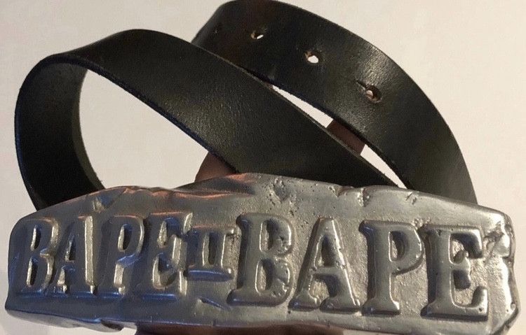 image of Bape Leather Belt in Black, Men's