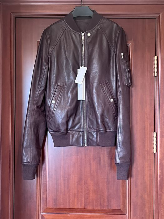 Rick Owens RICK OWENS MAINLINE LEATHER RAGLAN BOMBER LACE SIZE48