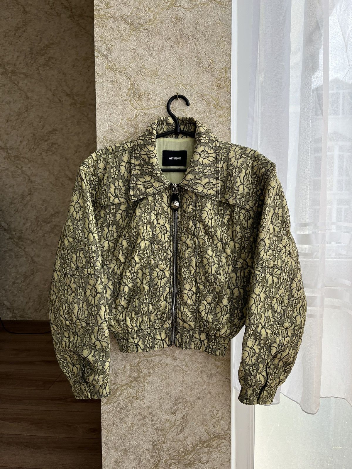 image of We11Done Flowers Bomber Jacket in Black Yellow, Women's (Size Small)