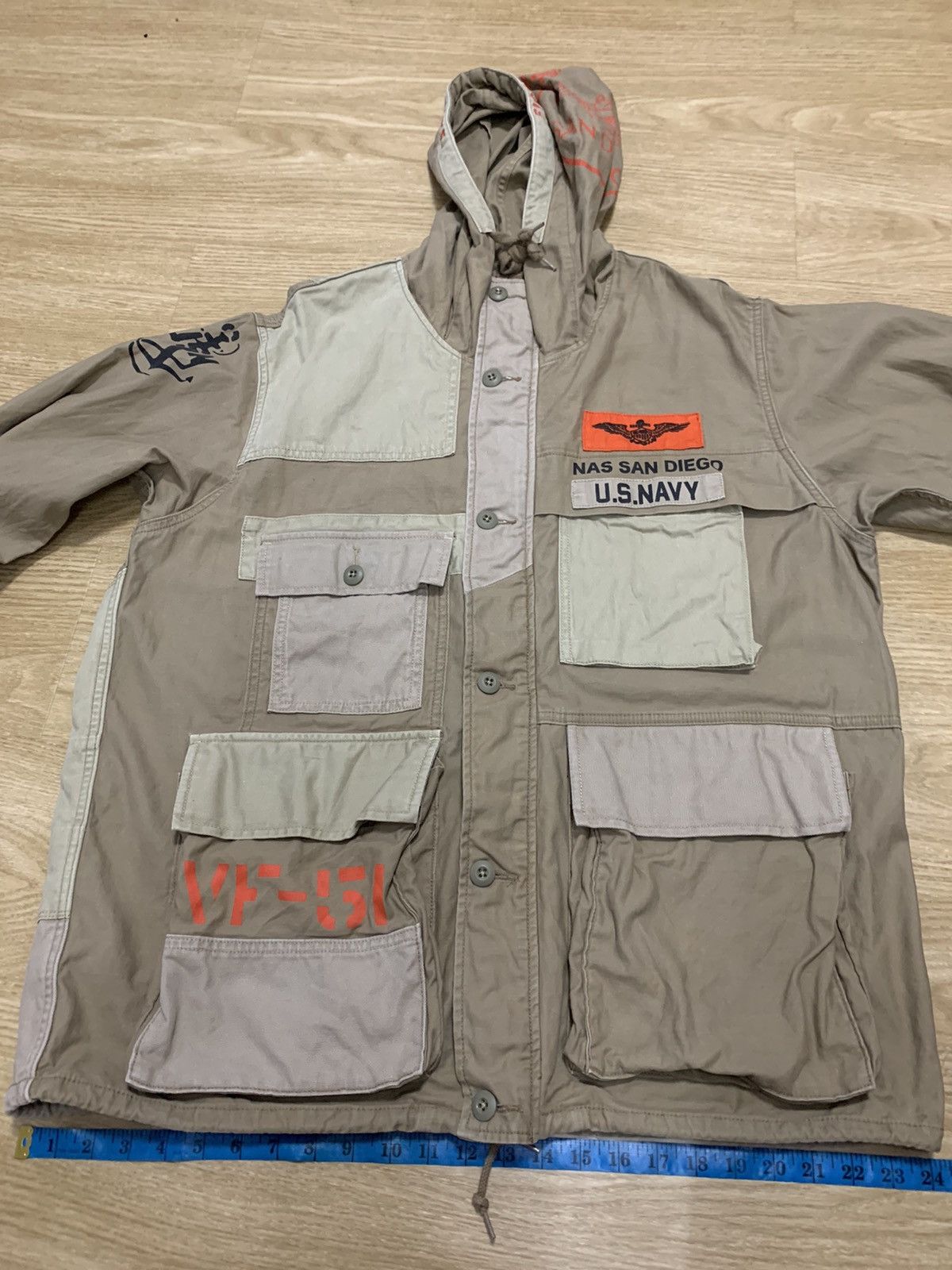 Avirex Avirex Overprint Jacket Army USN USS ESSEX CV-9 F9F PANTHER Size US XXL / EU 58 / 5 - 21 Thumbnail