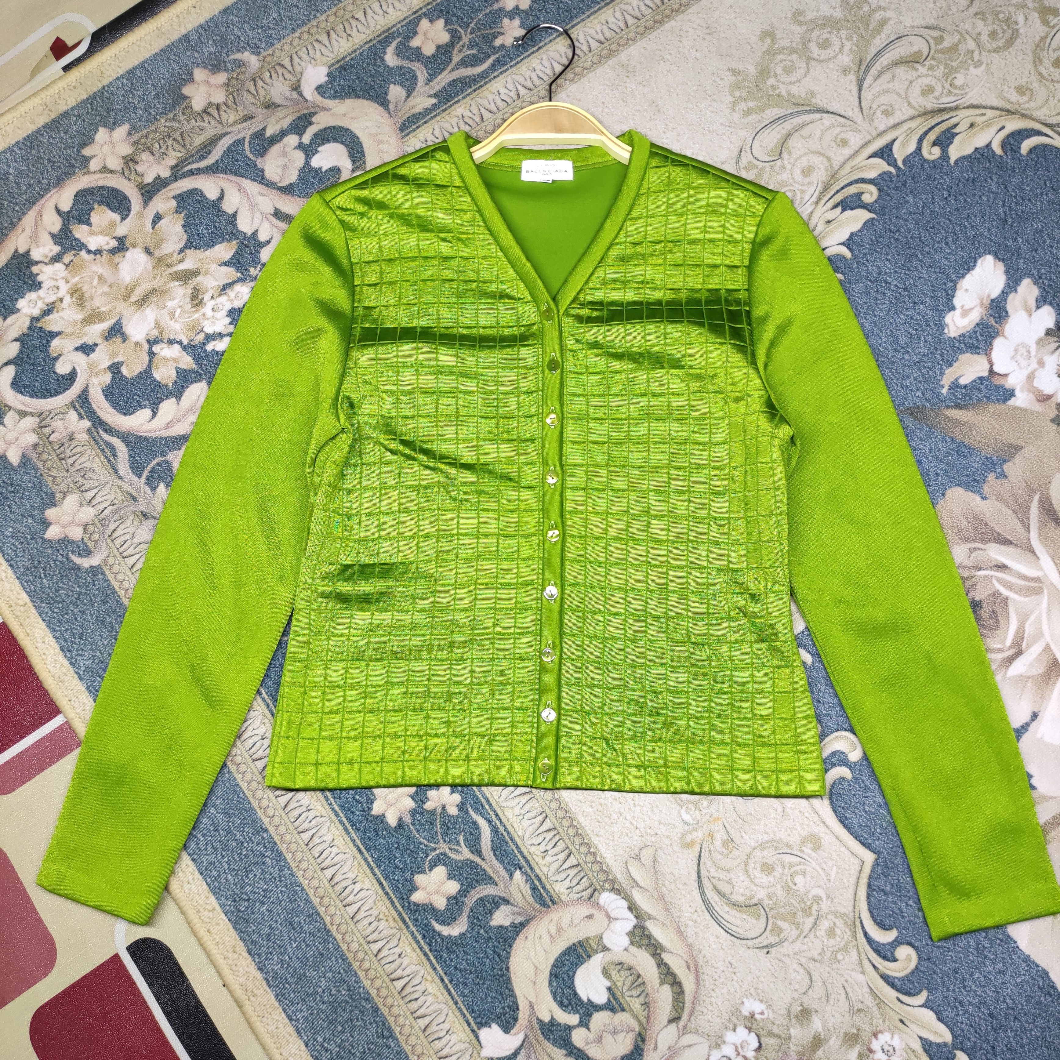 Balenciaga a60 Balenciaga Paris Green Cardigan Size US S / EU 44-46 / 1 - 4 Thumbnail