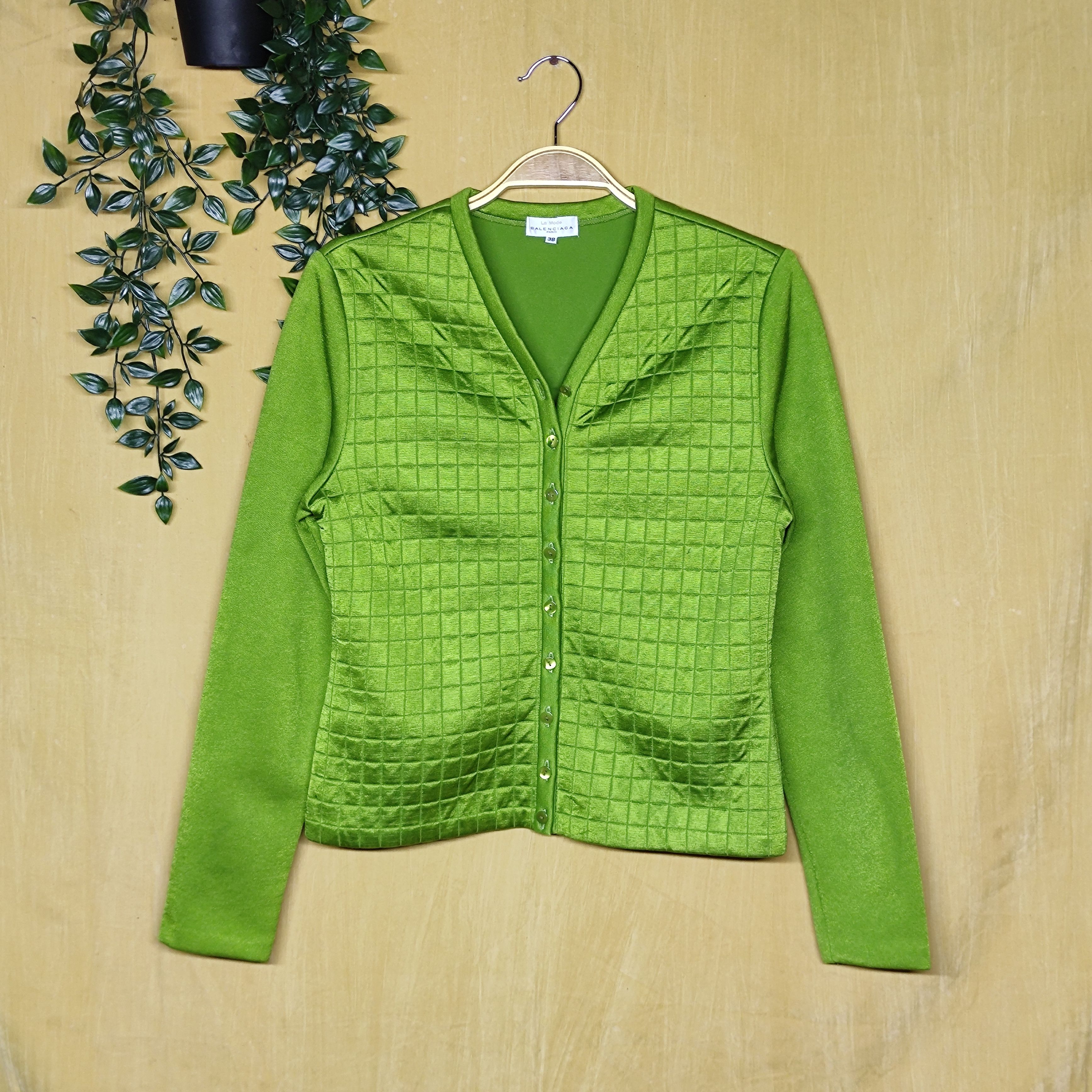 Balenciaga a60 Balenciaga Paris Green Cardigan Size US S / EU 44-46 / 1 - 1 Thumbnail