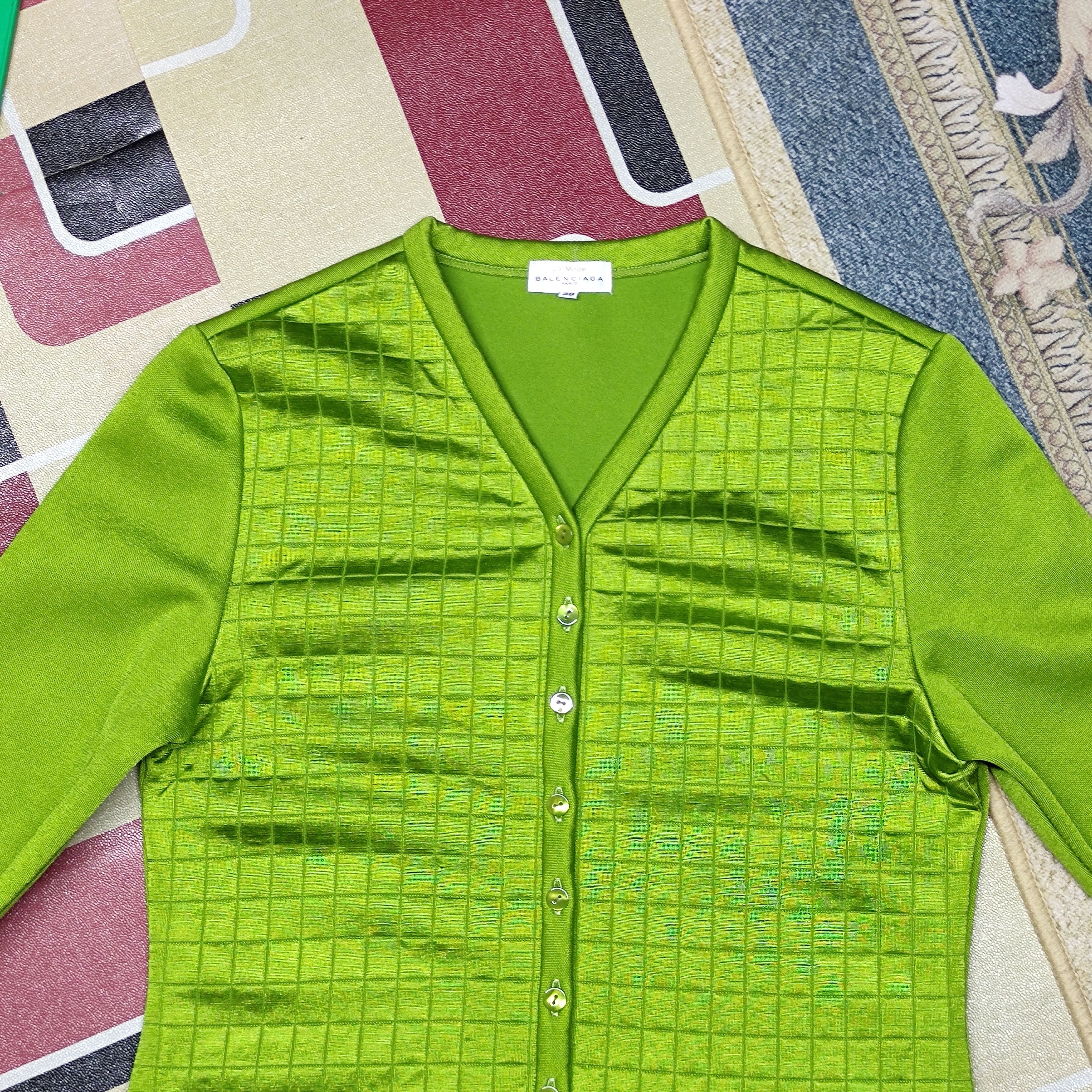 Balenciaga a60 Balenciaga Paris Green Cardigan Size US S / EU 44-46 / 1 - 6 Thumbnail