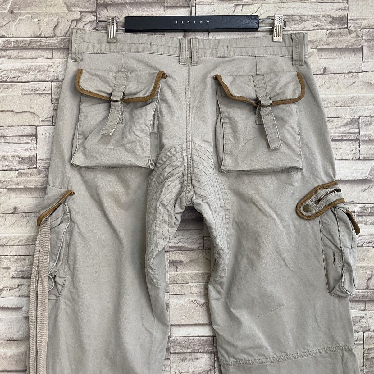 Japanese Brand PRIGS Japan Cargo Pants Leather Trimmed Multi Pocket Size US 35 - 11 Thumbnail