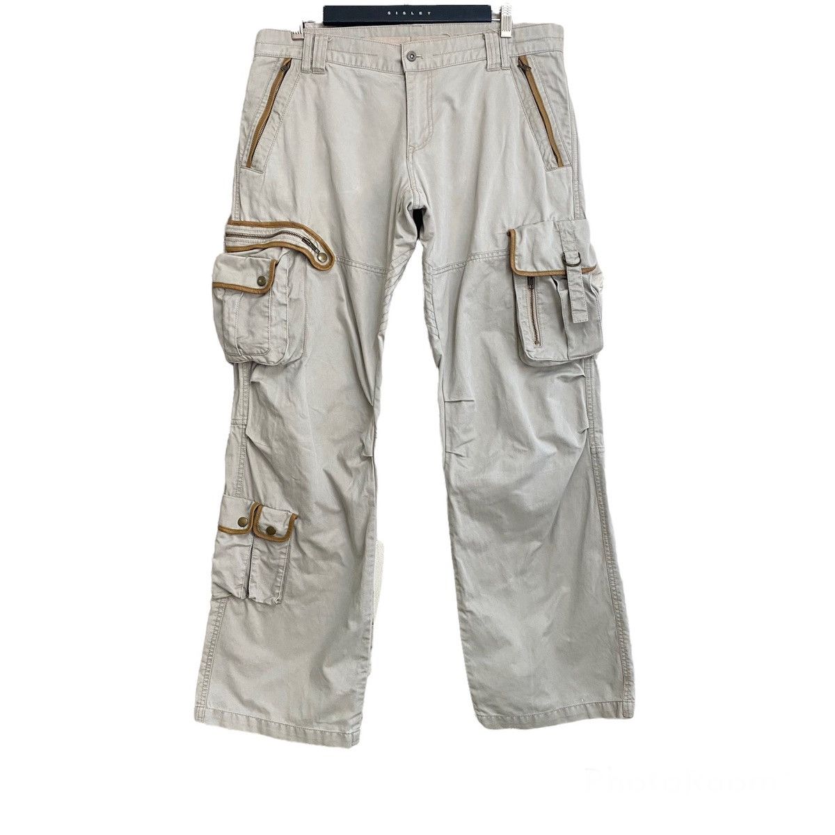 Japanese Brand PRIGS Japan Cargo Pants Leather Trimmed Multi Pocket Size US 35 - 1 Thumbnail