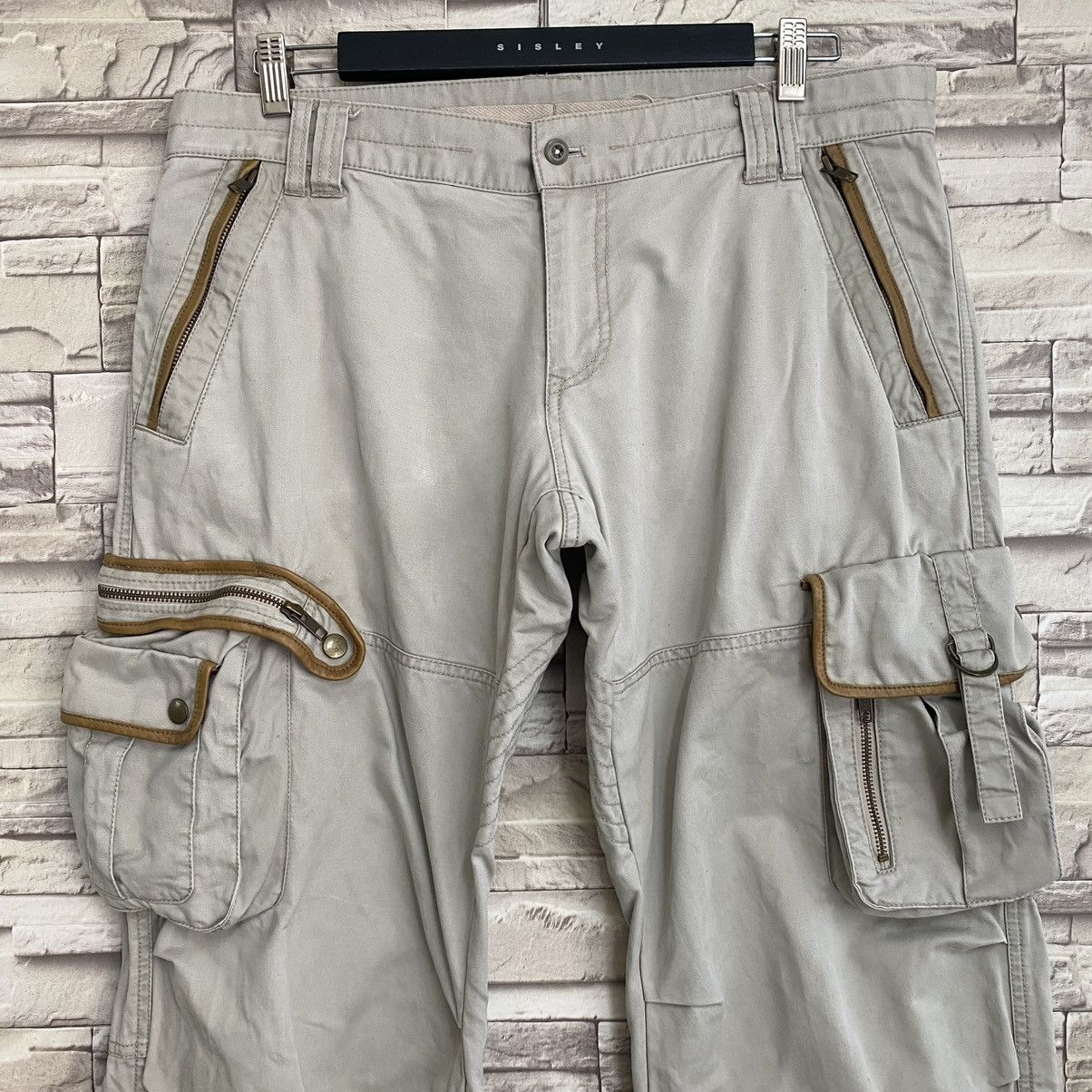 Japanese Brand PRIGS Japan Cargo Pants Leather Trimmed Multi Pocket Size US 35 - 4 Thumbnail